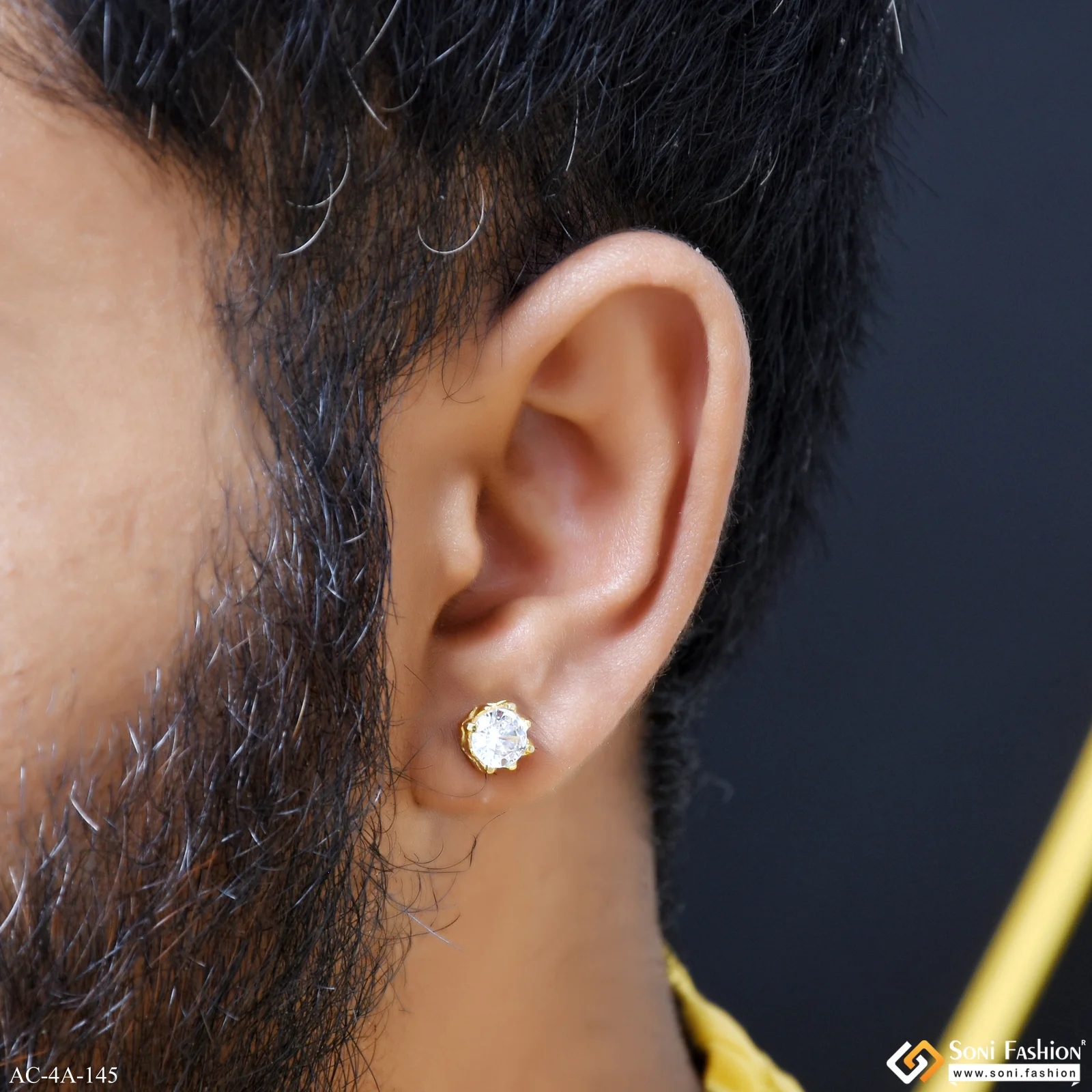 Trending Design Golden Color Stud Earring for Men (2 Pc) - Style A145