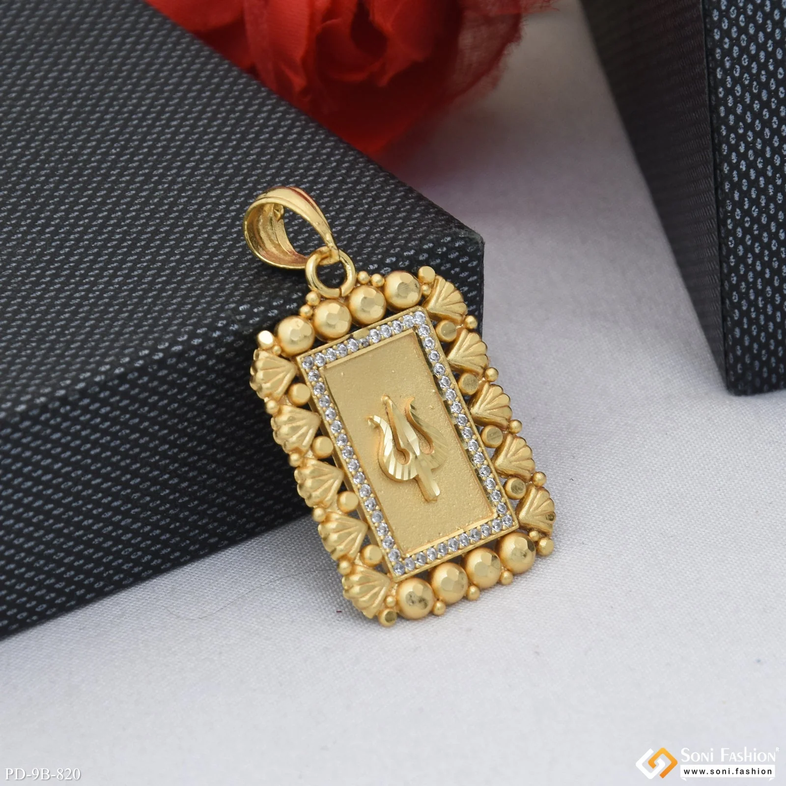 Trishul Gorgeous Design Gold Plated Pendant for Men - Style B820 - Image 2