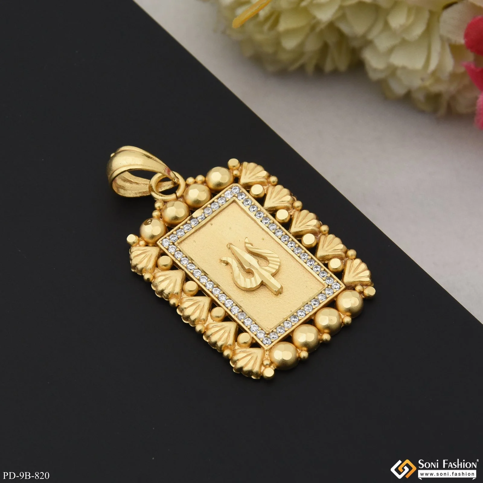 Trishul Gorgeous Design Gold Plated Pendant for Men - Style B820 - Image 3