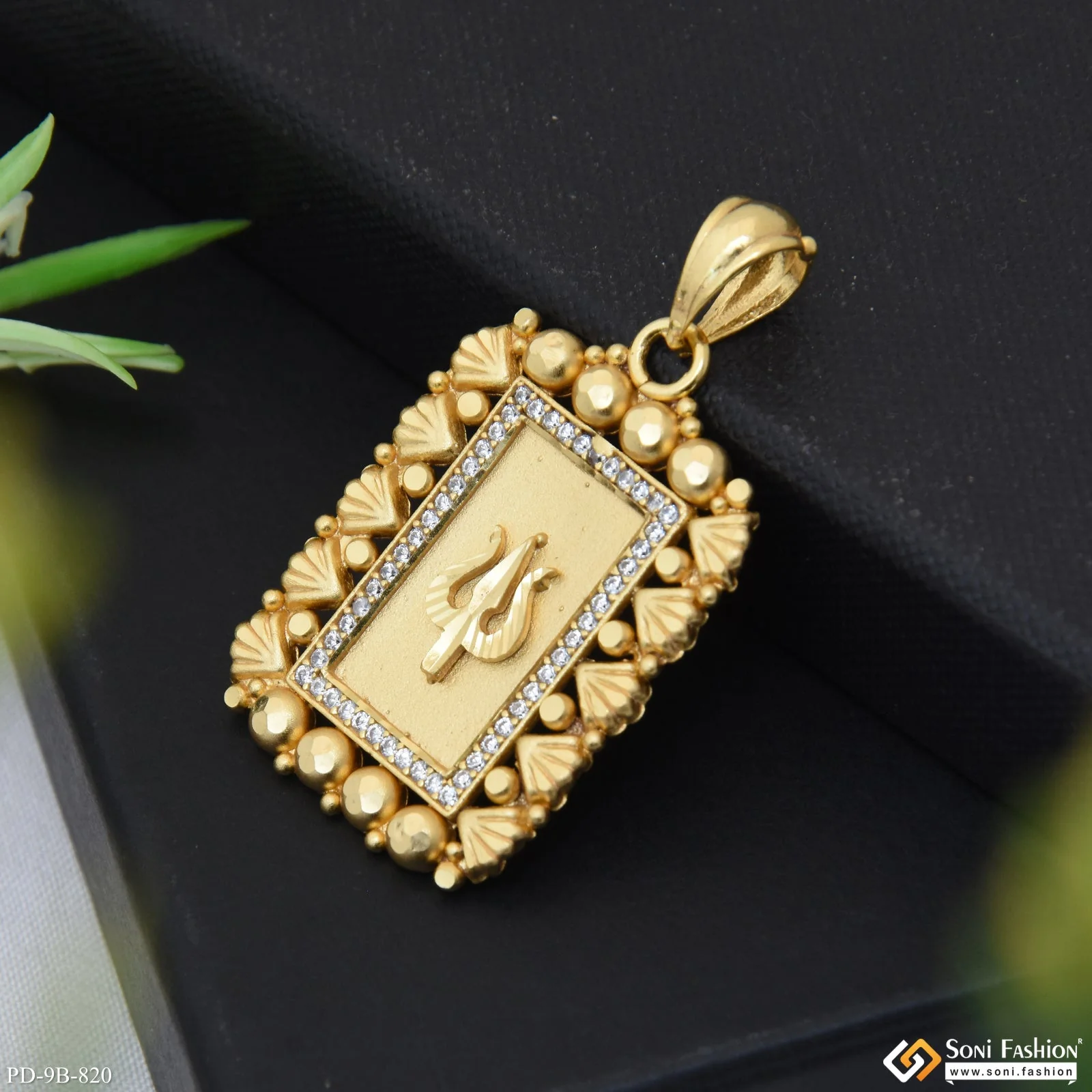 Trishul Gorgeous Design Gold Plated Pendant for Men - Style B820 - Image 4