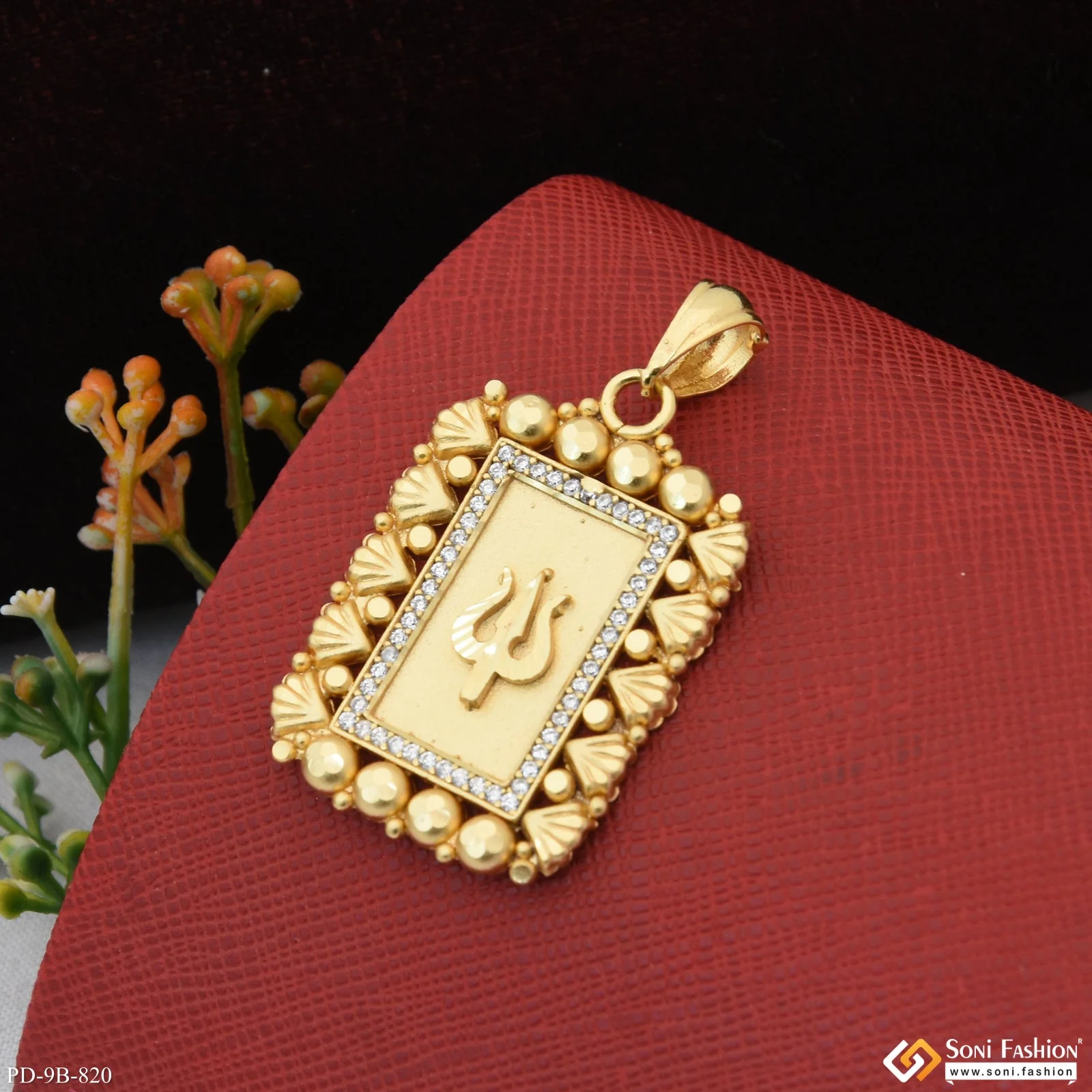 Trishul Gorgeous Design Gold Plated Pendant for Men - Style B820 - Image 5