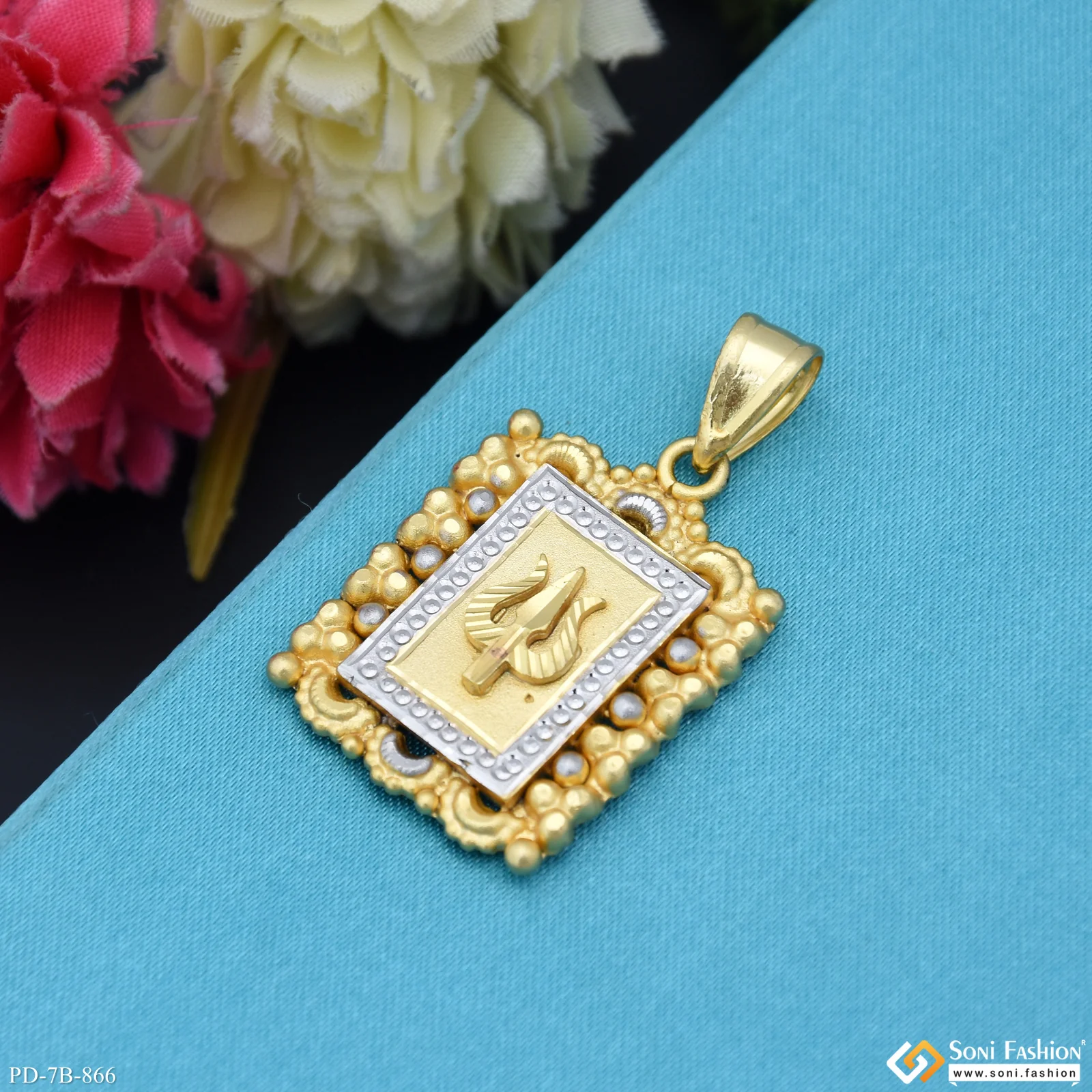 Trishul Popular Design Gold Plated Pendant for Men - Style B866 - Image 4