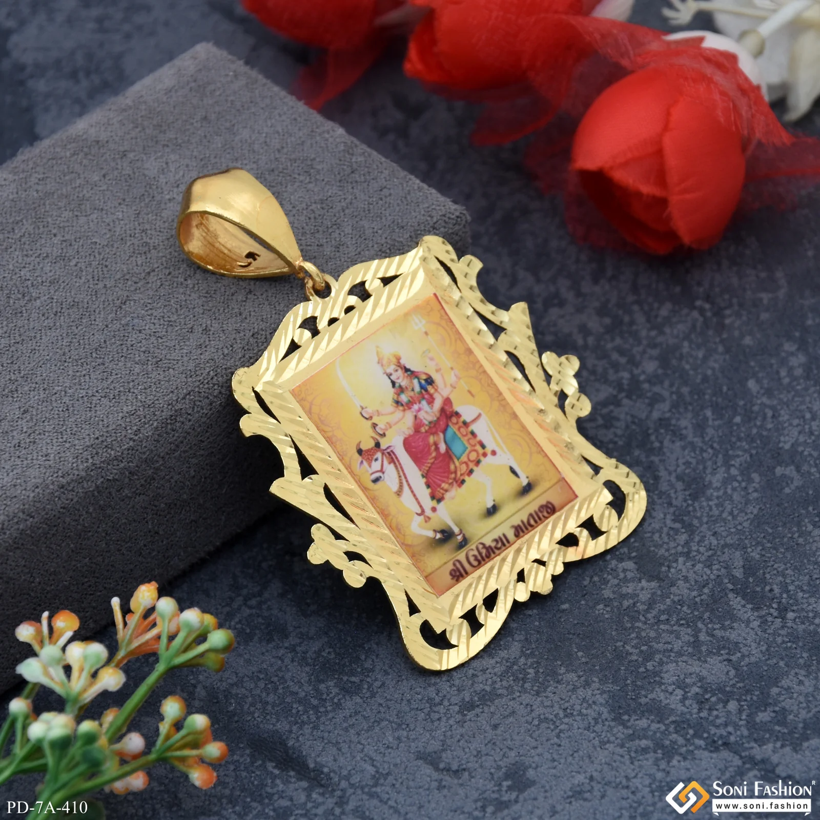 Umiya Maa Handmade Photo Superior Quality Gold Plated Pendant for Men - Style A410 - Image 3