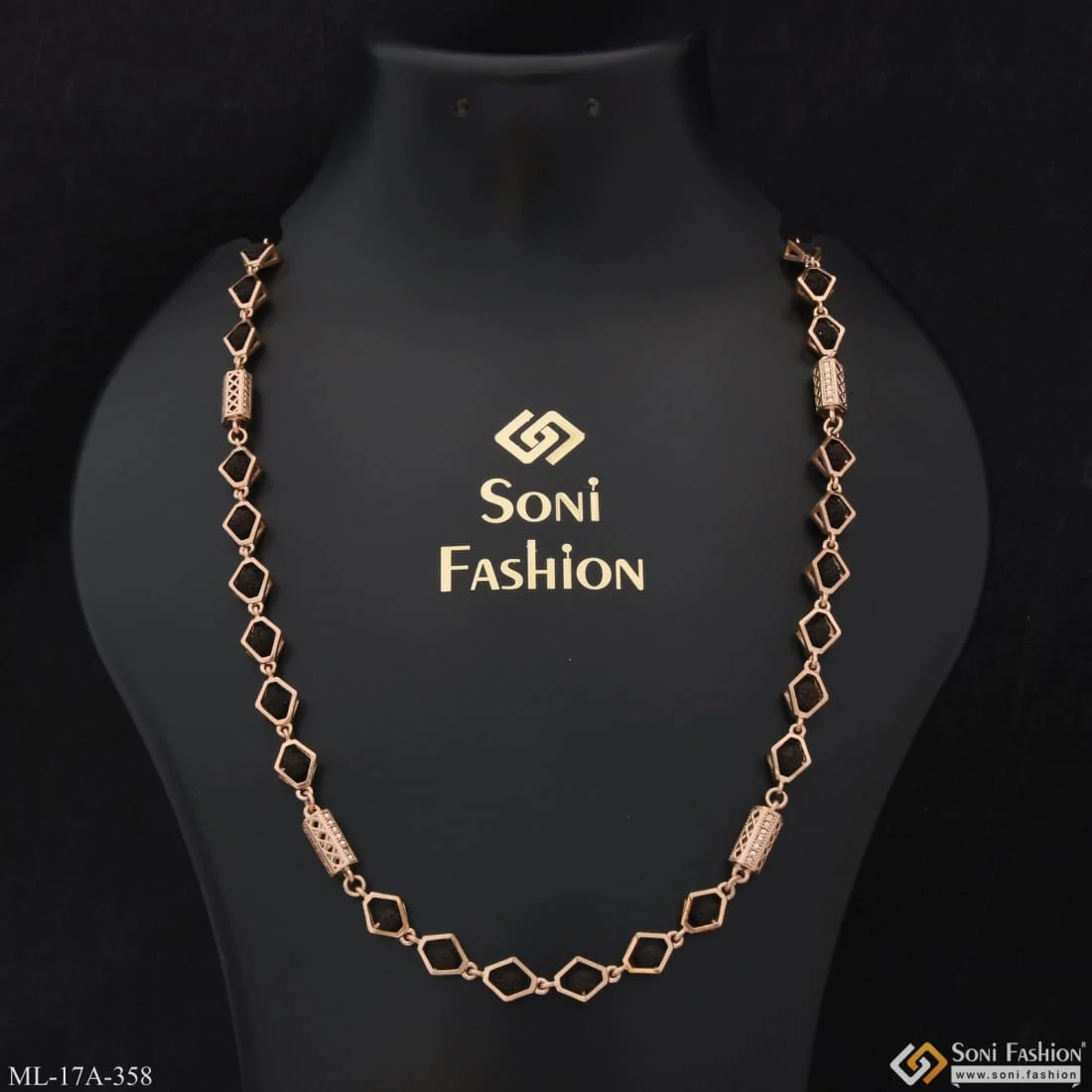 Unique Design Glittering Design Rose Gold Color Rudraksha Mala for Men - Style A358 - Image 2