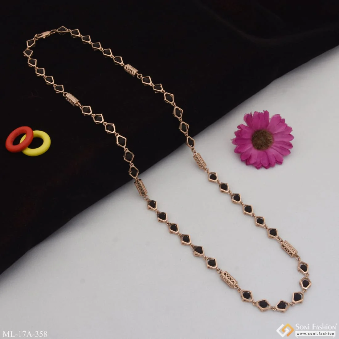 Unique Design Glittering Design Rose Gold Color Rudraksha Mala for Men - Style A358 - Image 4