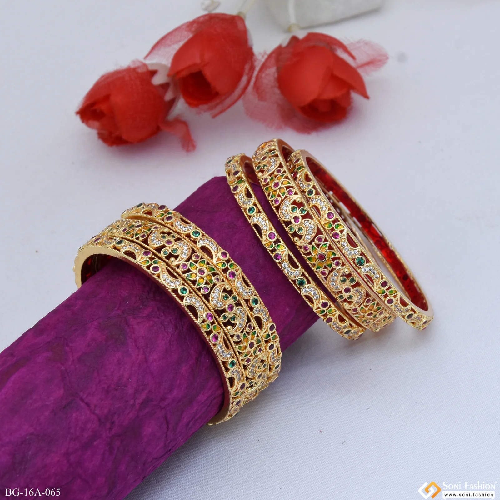 Unique Design Gold Plated Bangles for Women - Style A065