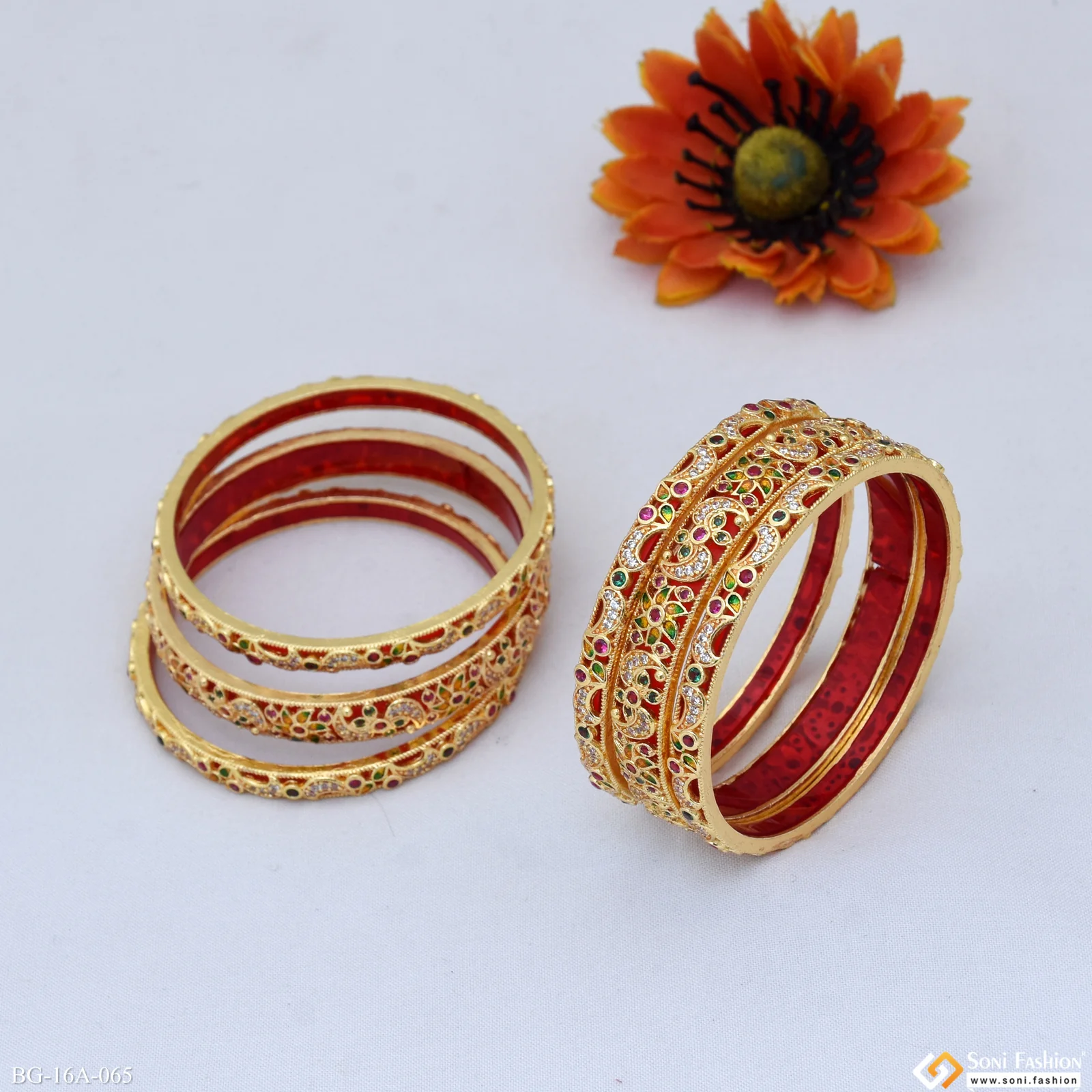 Unique Design Gold Plated Bangles for Women - Style A065 - Image 2