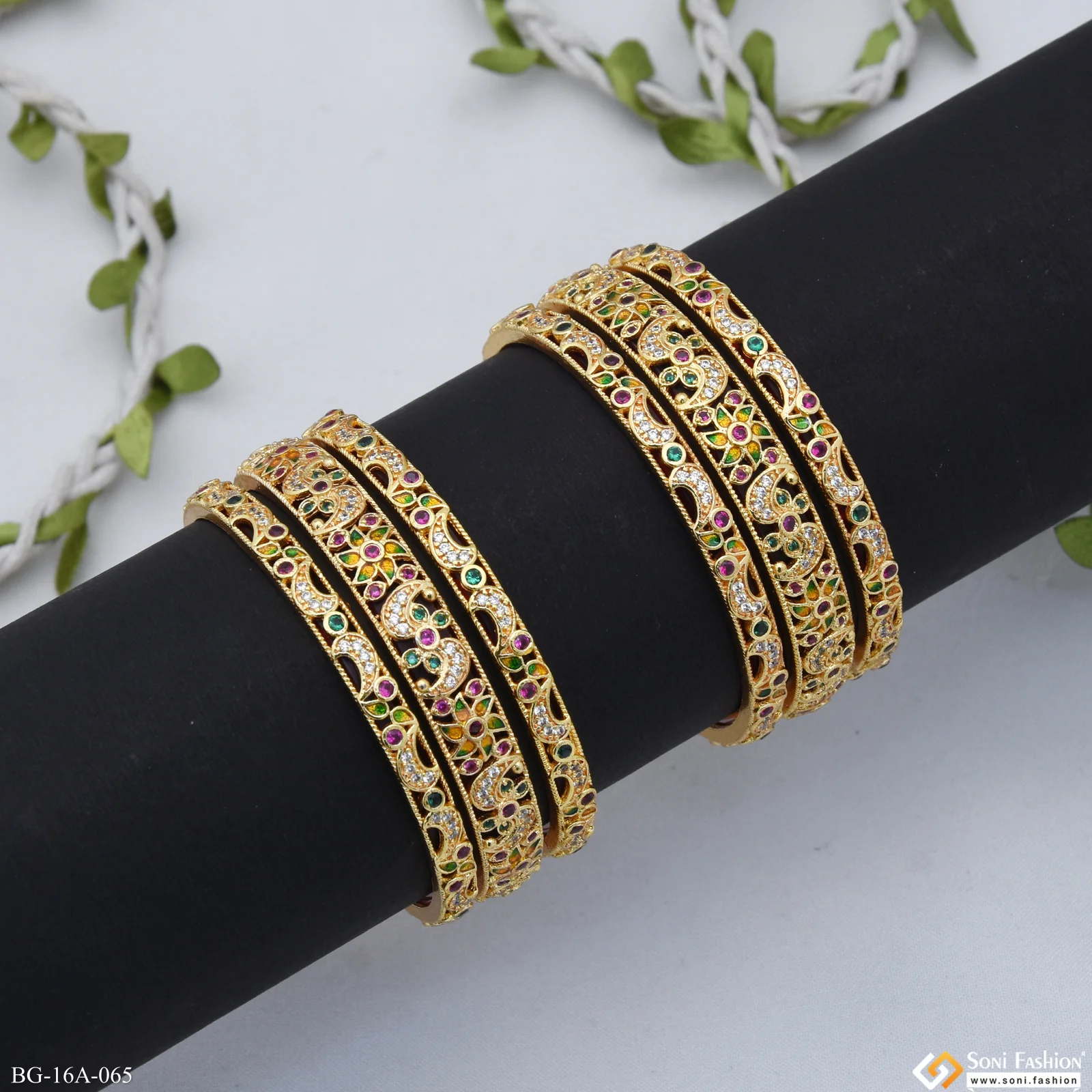 Unique Design Gold Plated Bangles for Women - Style A065 - Image 3