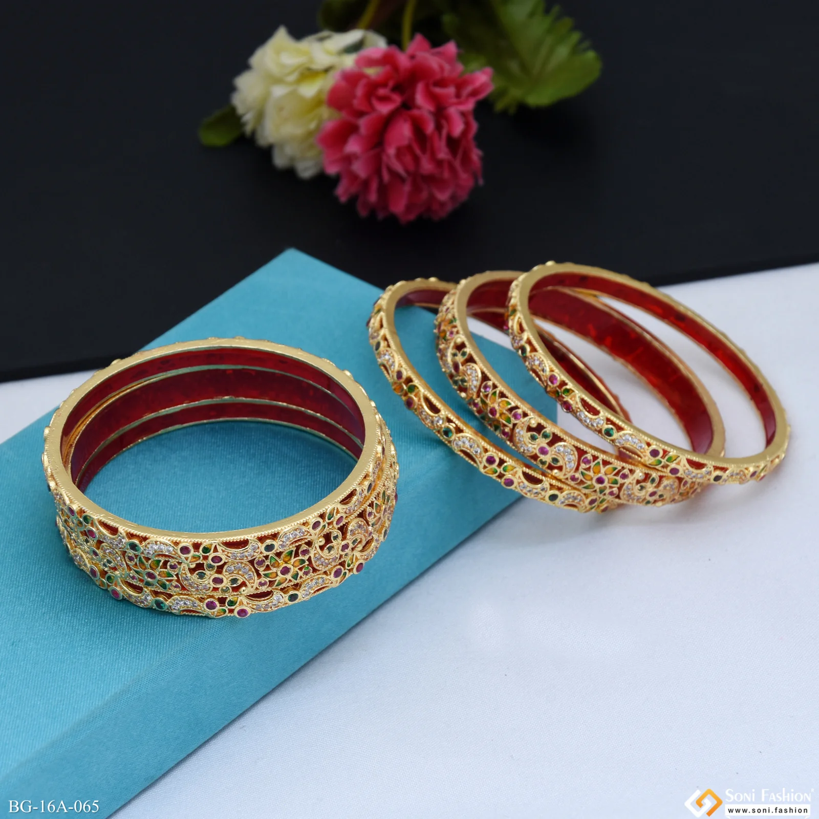 Unique Design Gold Plated Bangles for Women - Style A065 - Image 4