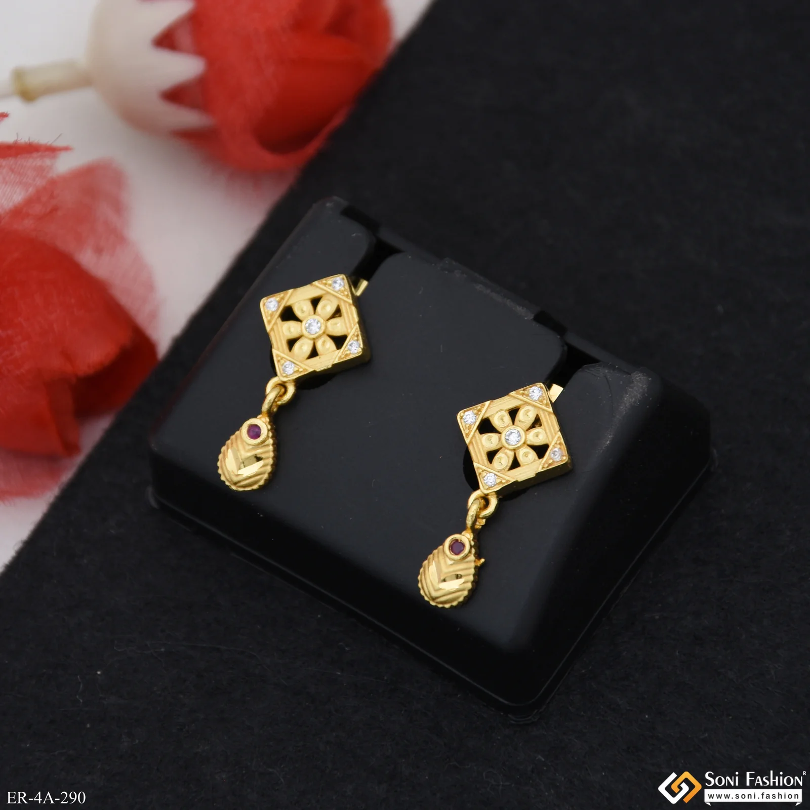 Unique Design Gold Plated Earrings for Ladies - Style A290 - Image 2