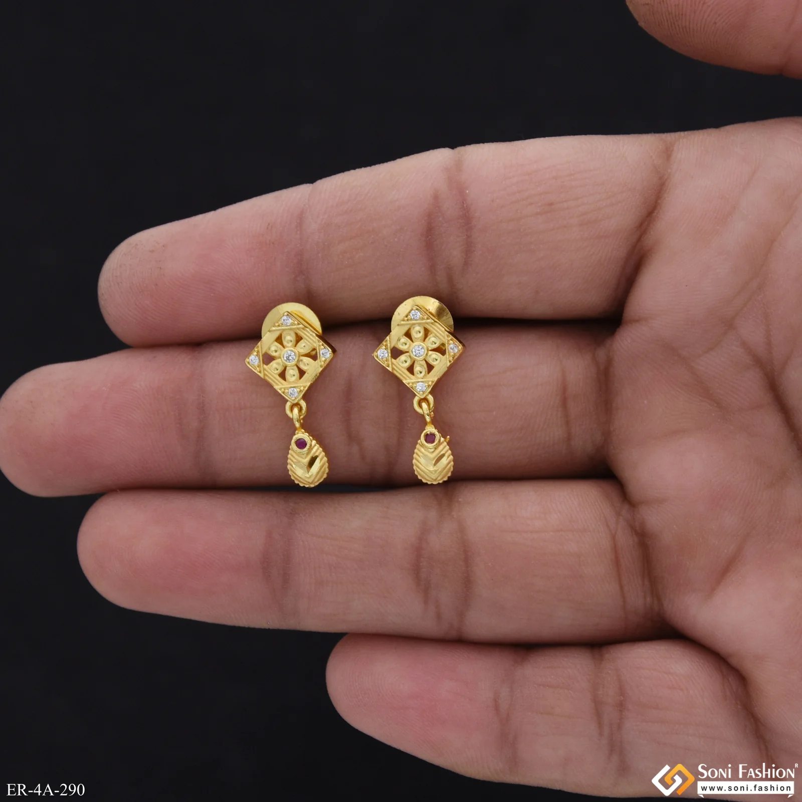 Unique Design Gold Plated Earrings for Ladies - Style A290 - Image 3