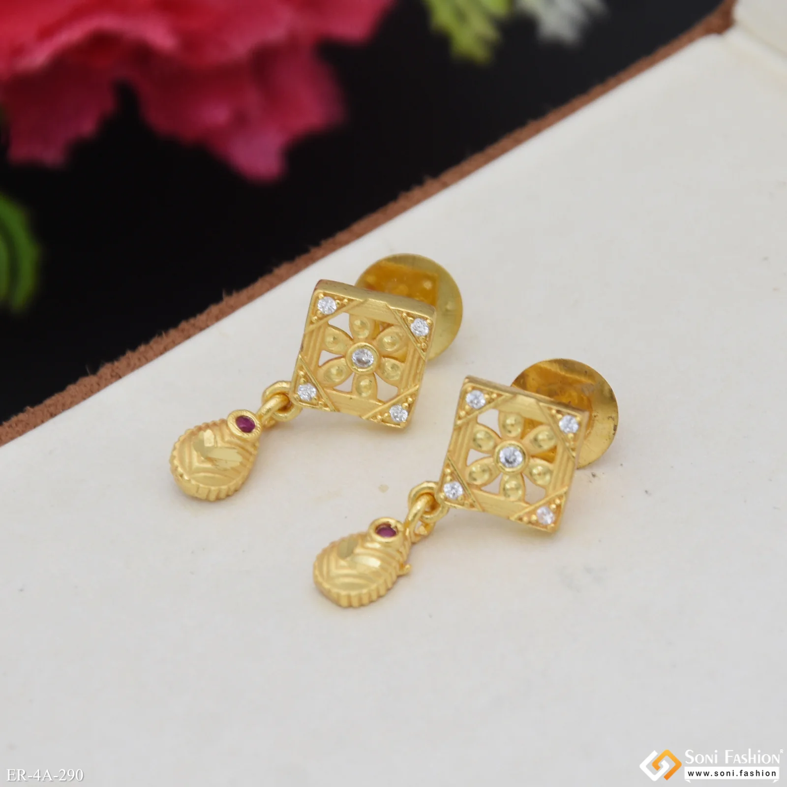 Unique Design Gold Plated Earrings for Ladies - Style A290 - Image 4