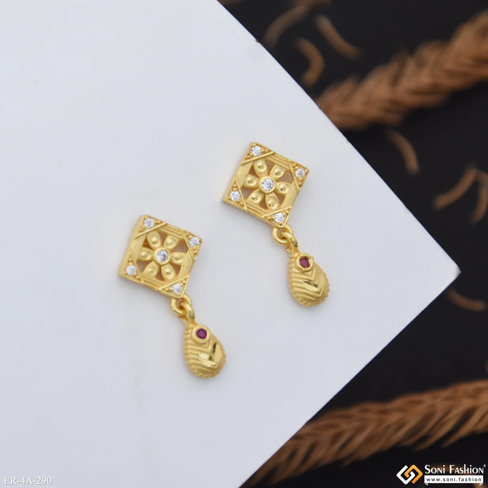 Unique Design Gold Plated Earrings for Ladies - Style A290 - Image 5