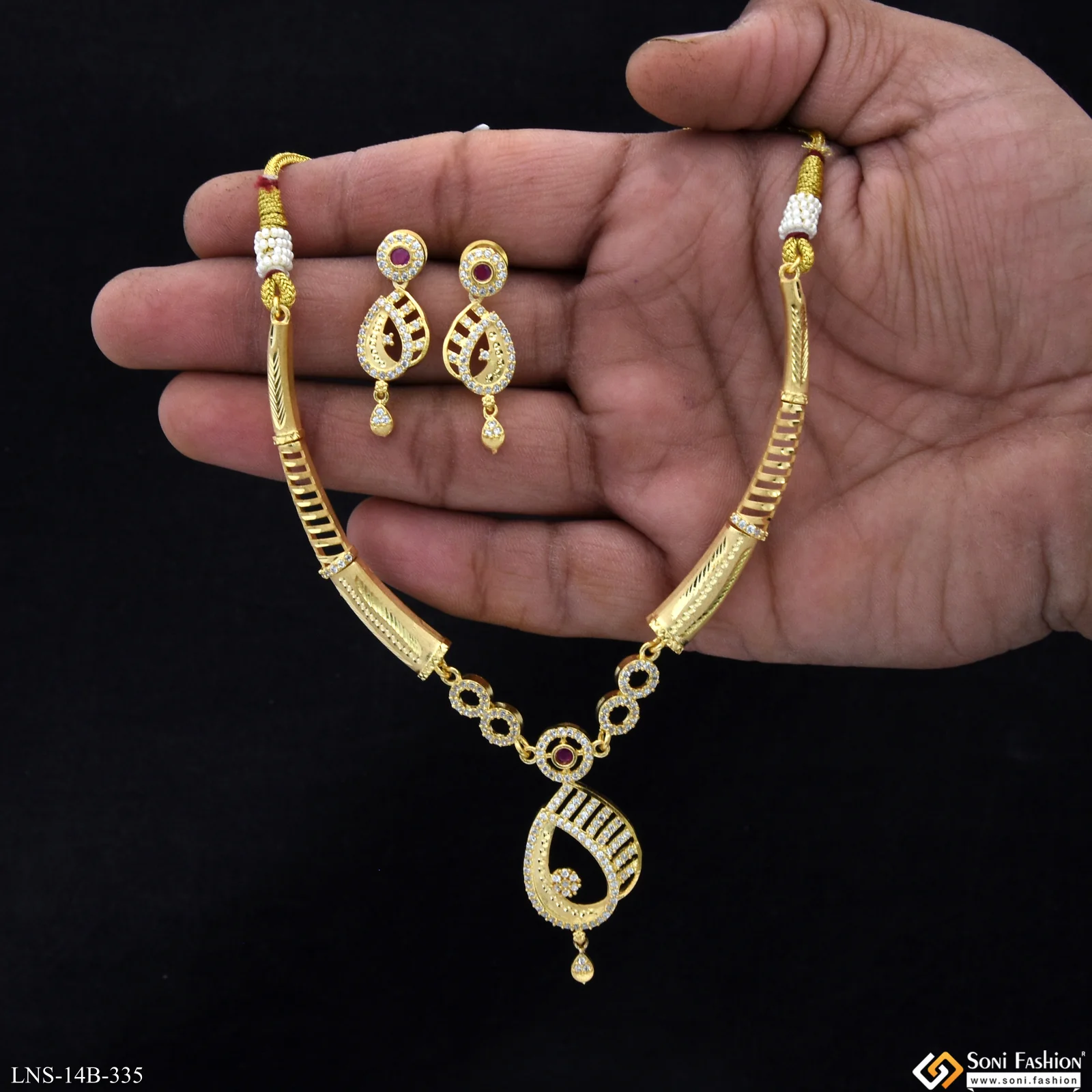 Unique Design Gold Plated Necklace Set for Women - Style B335 - Image 2