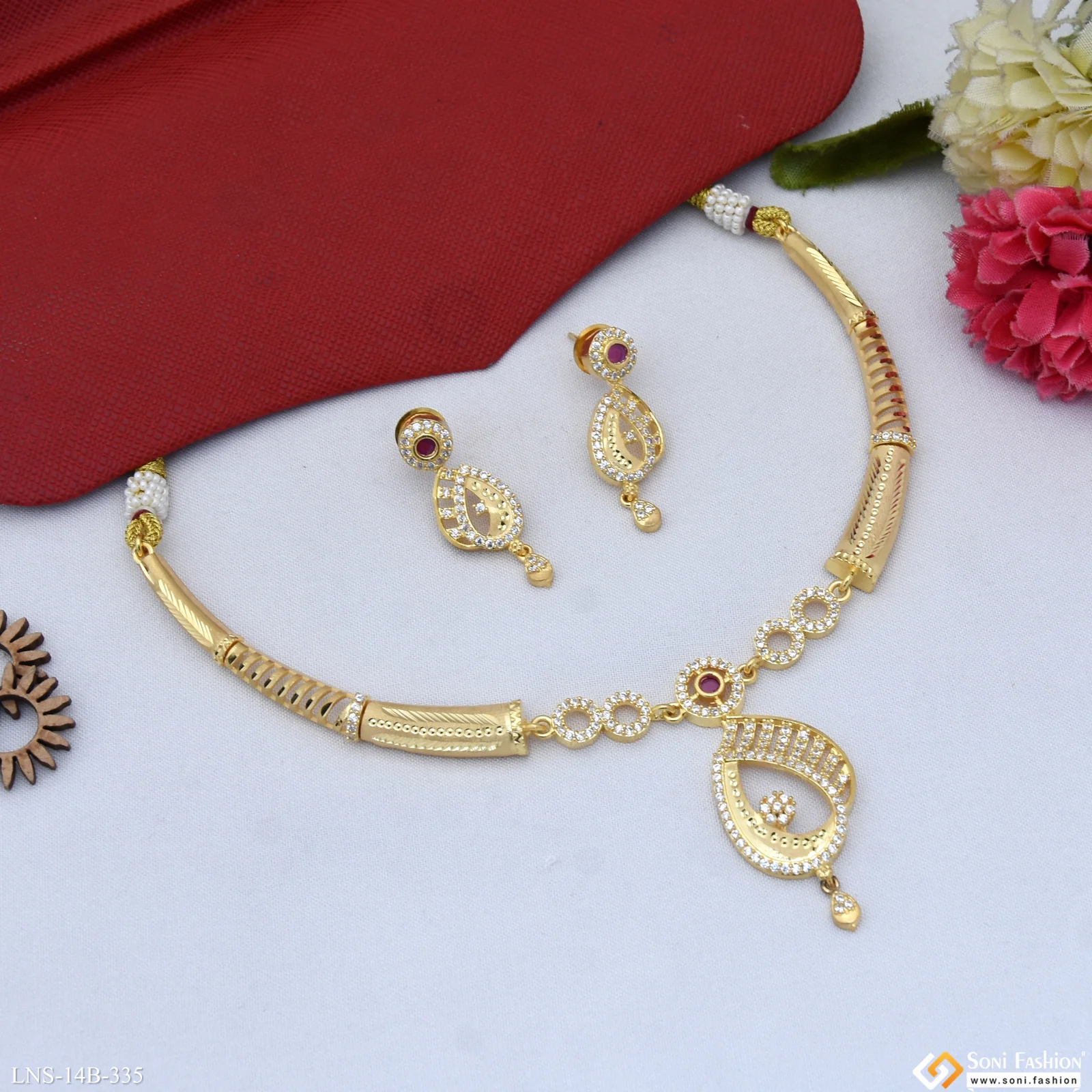 Unique Design Gold Plated Necklace Set for Women - Style B335 - Image 4