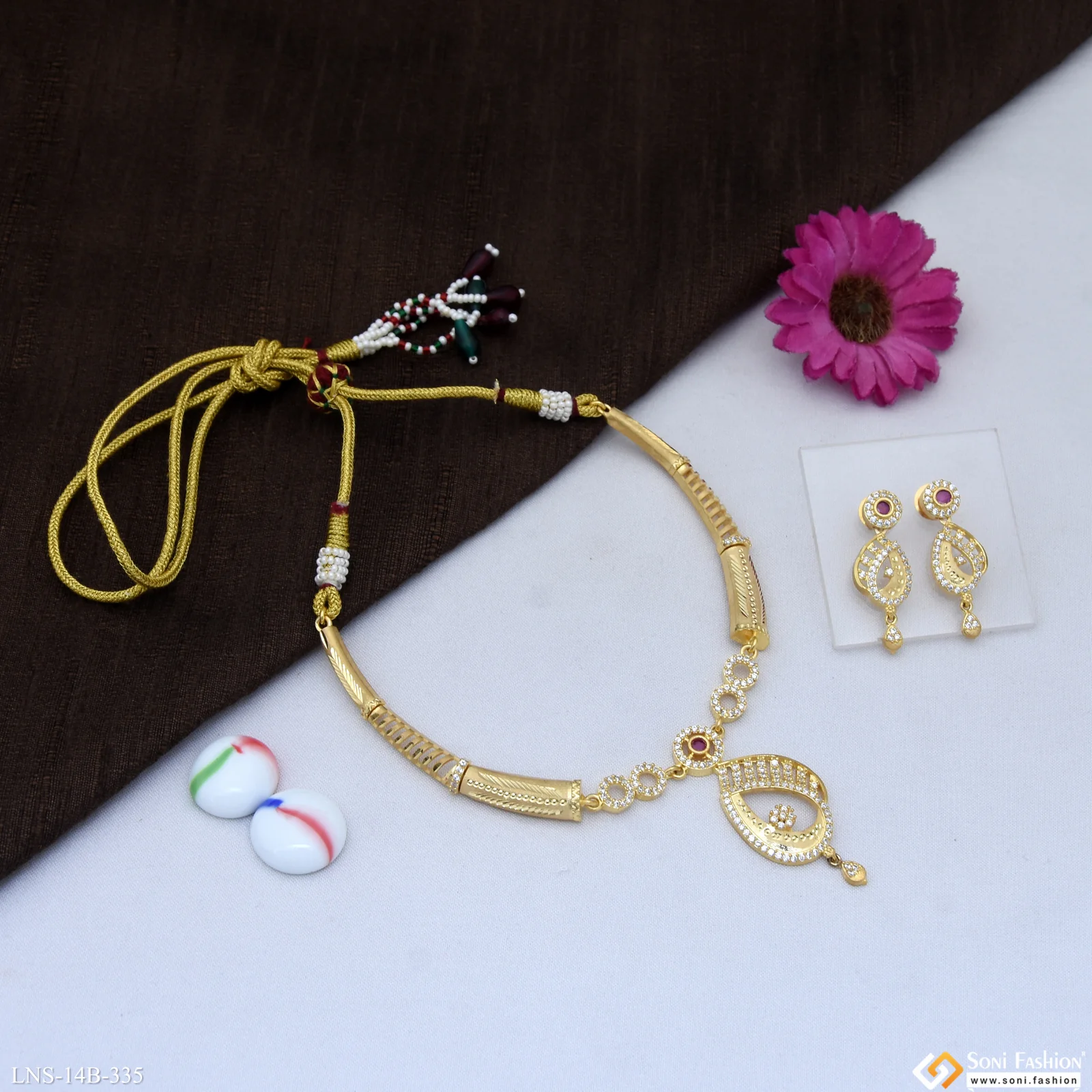 Unique Design Gold Plated Necklace Set for Women - Style B335 - Image 5