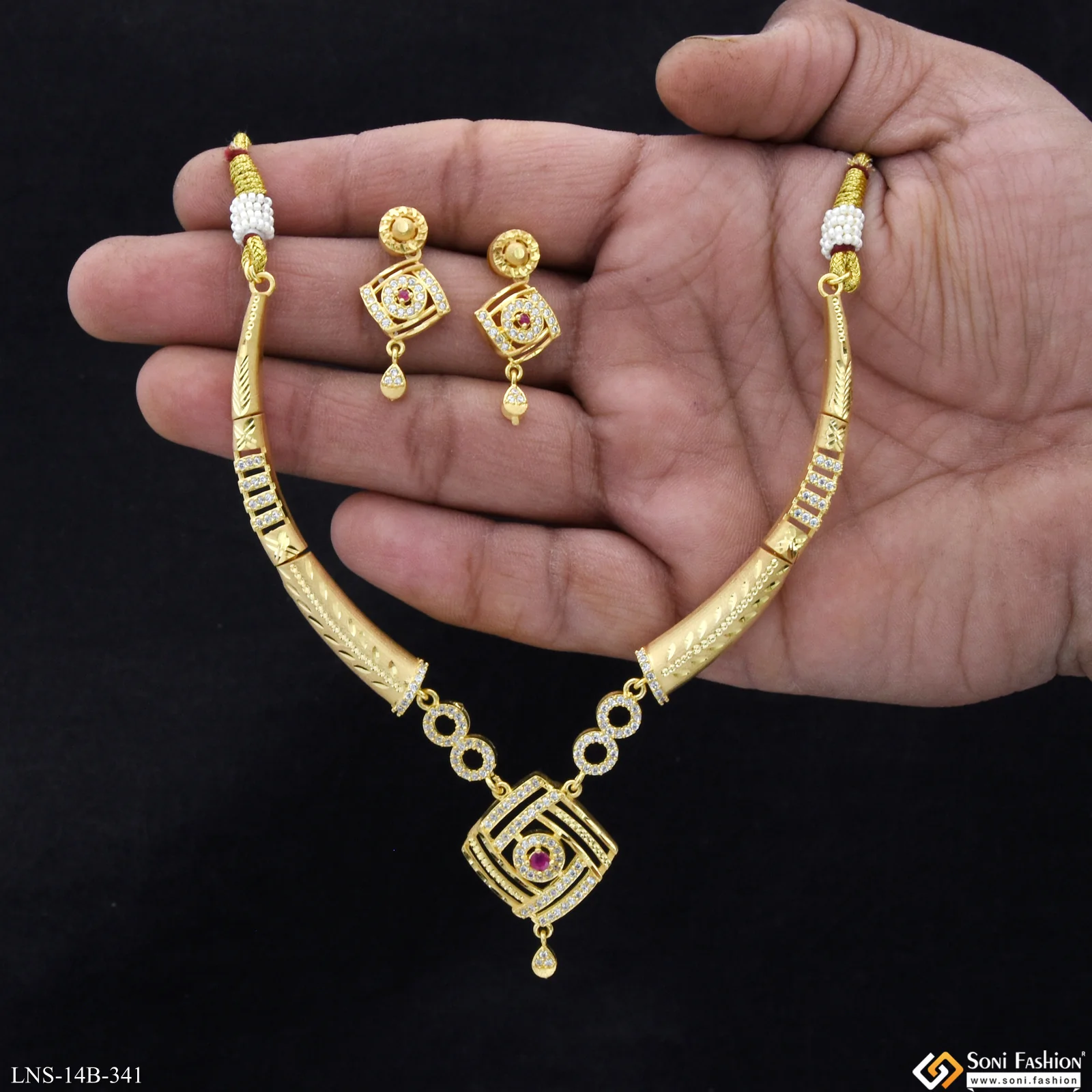 Unique Design Gold Plated Necklace Set for Women - Style B341 - Image 2