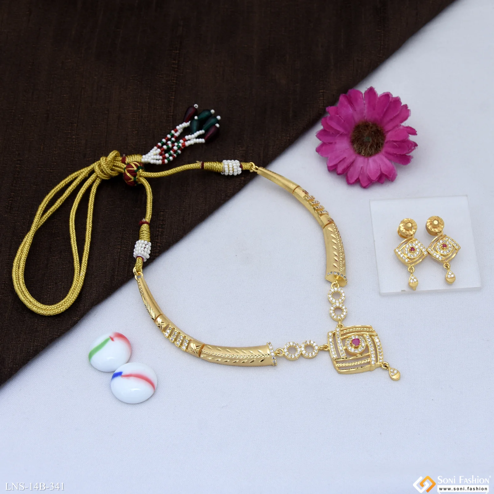 Unique Design Gold Plated Necklace Set for Women - Style B341 - Image 5