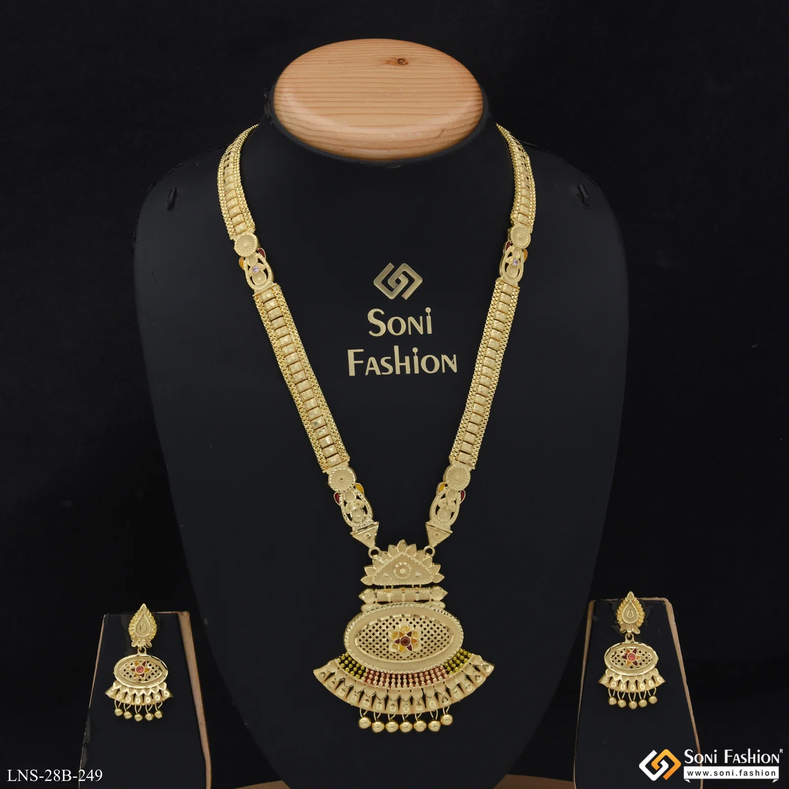 Unique Design Gold Plated Rani Haar Necklace Set for Women - Style B249