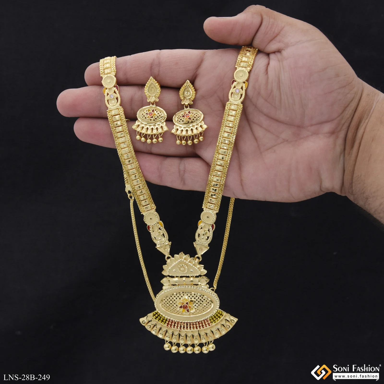 Unique Design Gold Plated Rani Haar Necklace Set for Women - Style B249 - Image 2