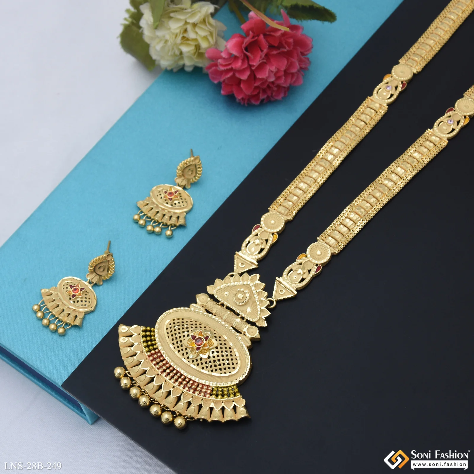 Unique Design Gold Plated Rani Haar Necklace Set for Women - Style B249 - Image 5