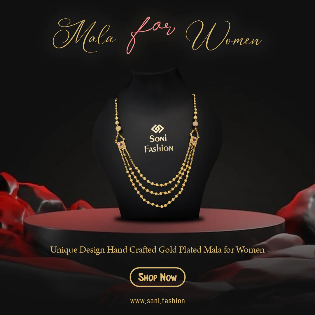 Unique Design Hand-Crafted Design Gold Plated Mala for Women - Style A417