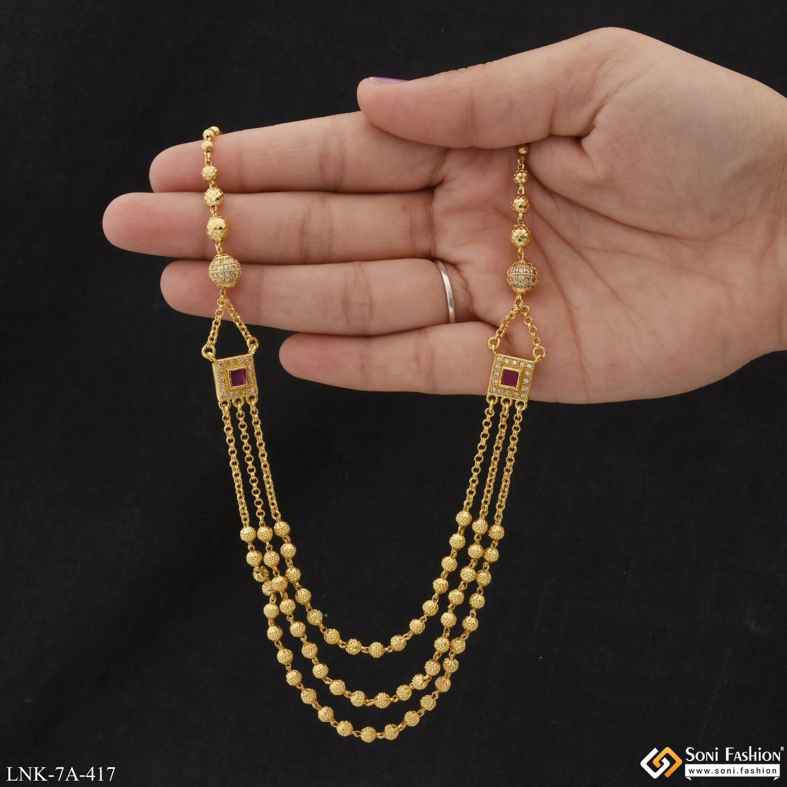 Unique Design Hand-Crafted Design Gold Plated Mala for Women - Style A417 - Image 4