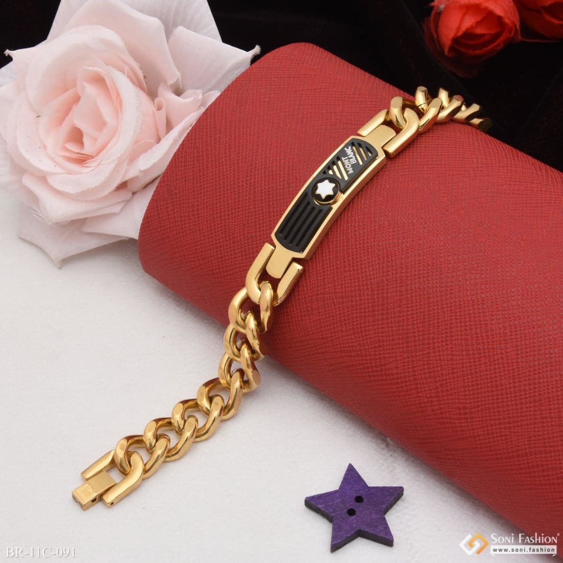 Unique Design Premium-Grade Quality Black & Golden Color Bracelet - Style C091 - Image 4
