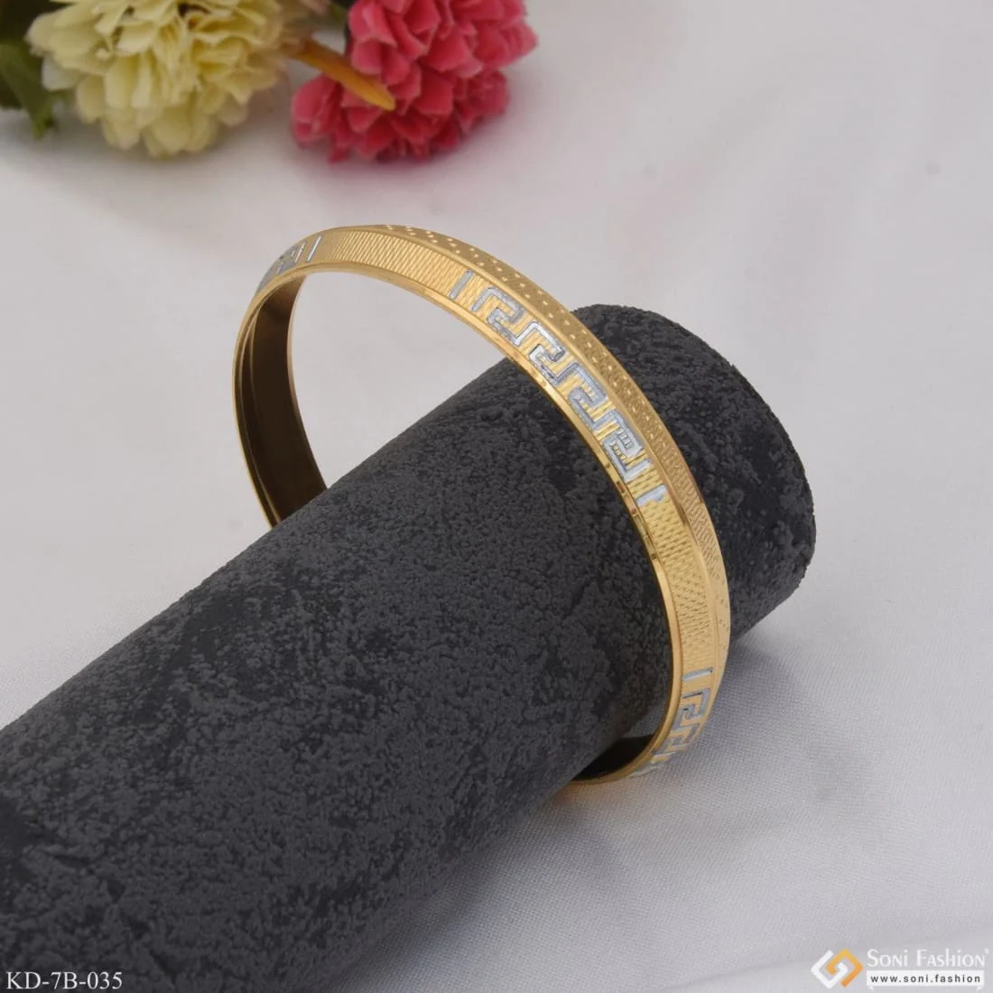 Unique Design Premium-Grade Quality Gold Plated Punjabi Kada for Men - Style B035 - Image 3