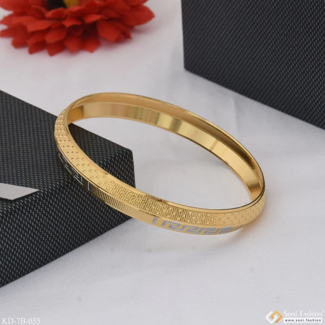 Unique Design Premium-Grade Quality Gold Plated Punjabi Kada for Men - Style B035 - Image 5