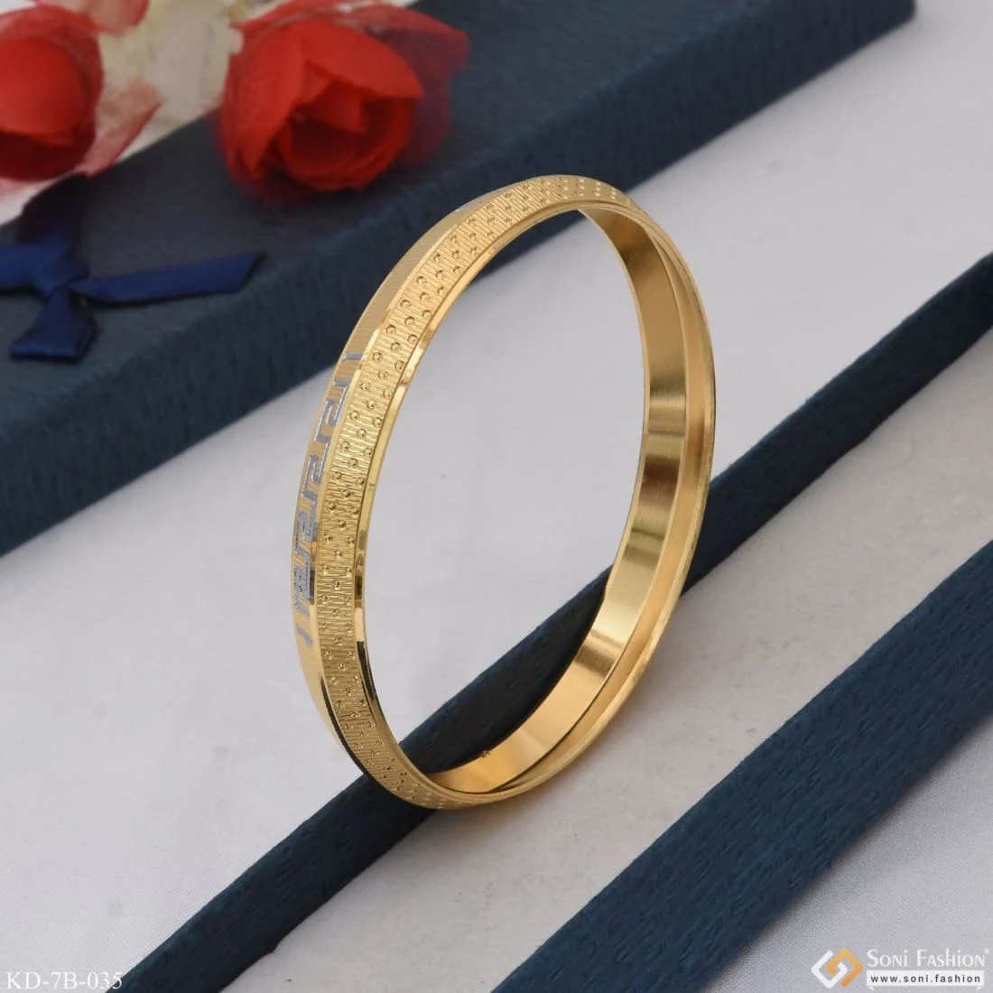 Unique Design Premium-Grade Quality Gold Plated Punjabi Kada for Men - Style B035 - Image 6