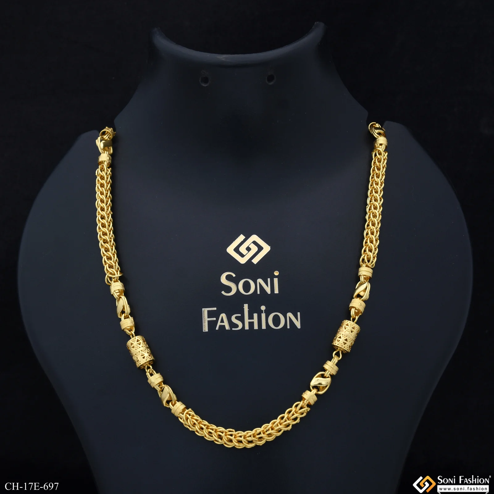 Unique Design Gold Plated Rajwadi Chain for Men - Style E697