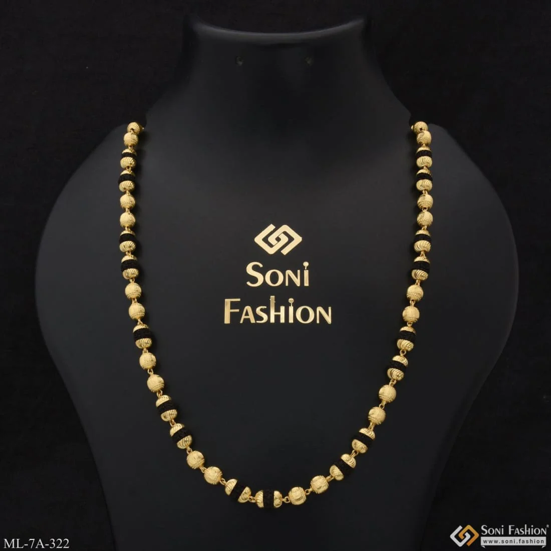 Unique Design Premium-Grade Quality Gold Plated Rudraksha Mala for Men - Style A322 - Image 2