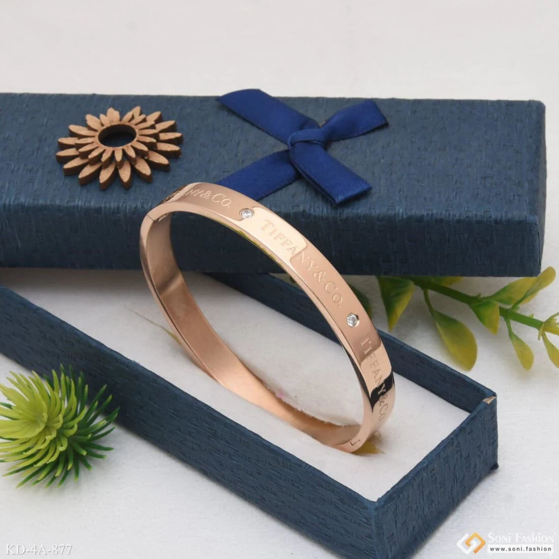 Unique Design Premium-grade Quality Rose Gold Kada For Men - Style A877 - Image 2