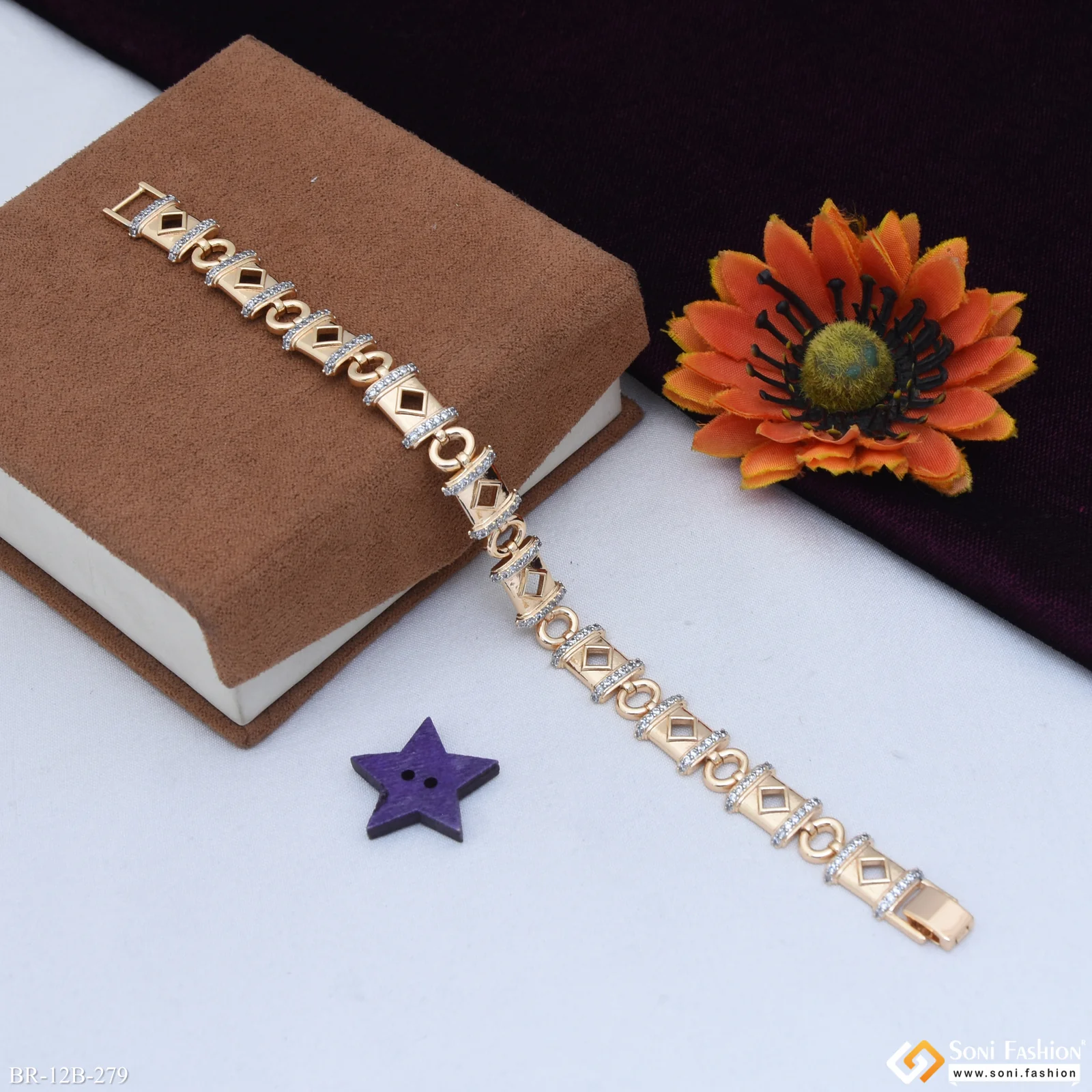 Unique Design Premium-Grade Quality with Diamond Rose Gold Bracelet - Style B279 - Image 3