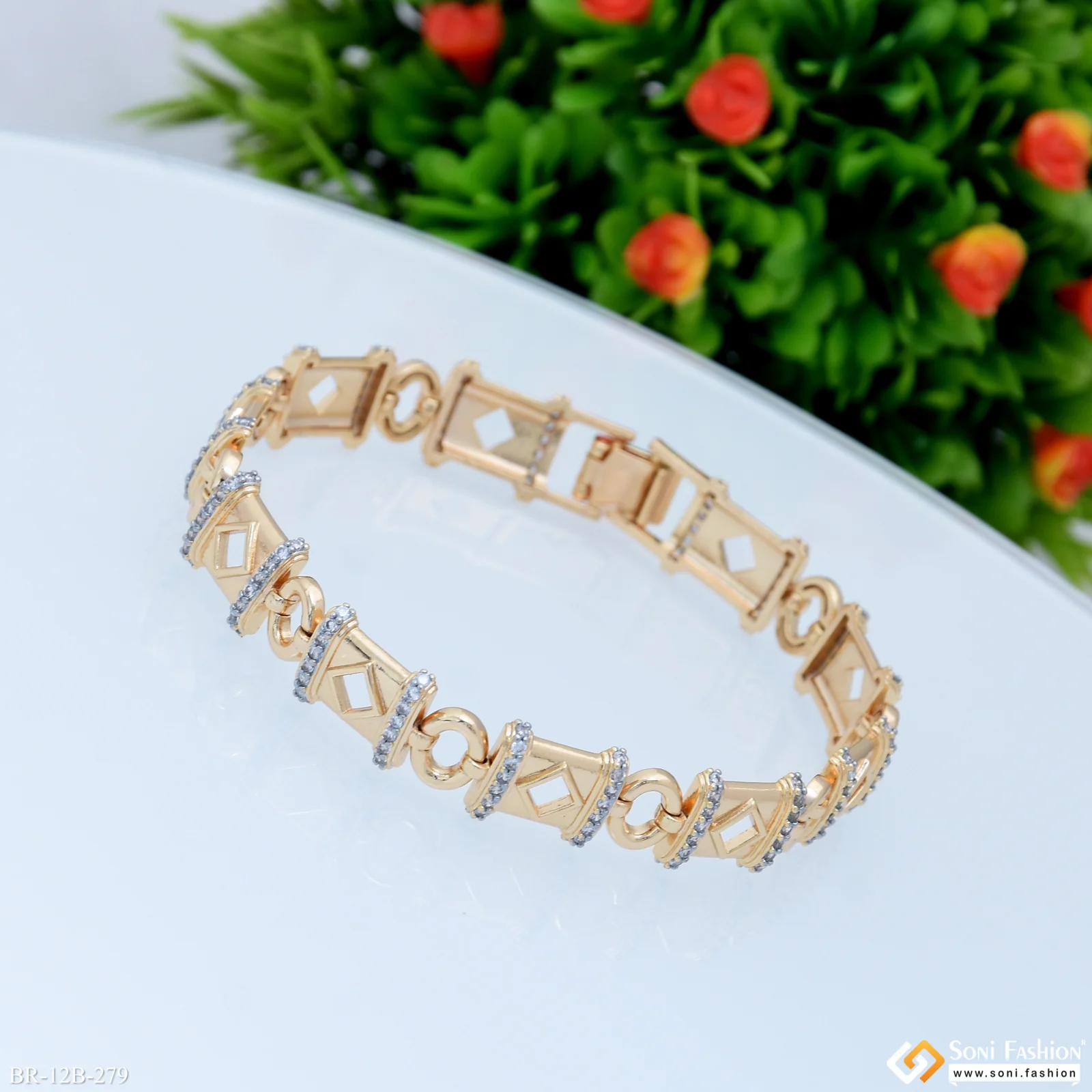 Unique Design Premium-Grade Quality with Diamond Rose Gold Bracelet - Style B279 - Image 4