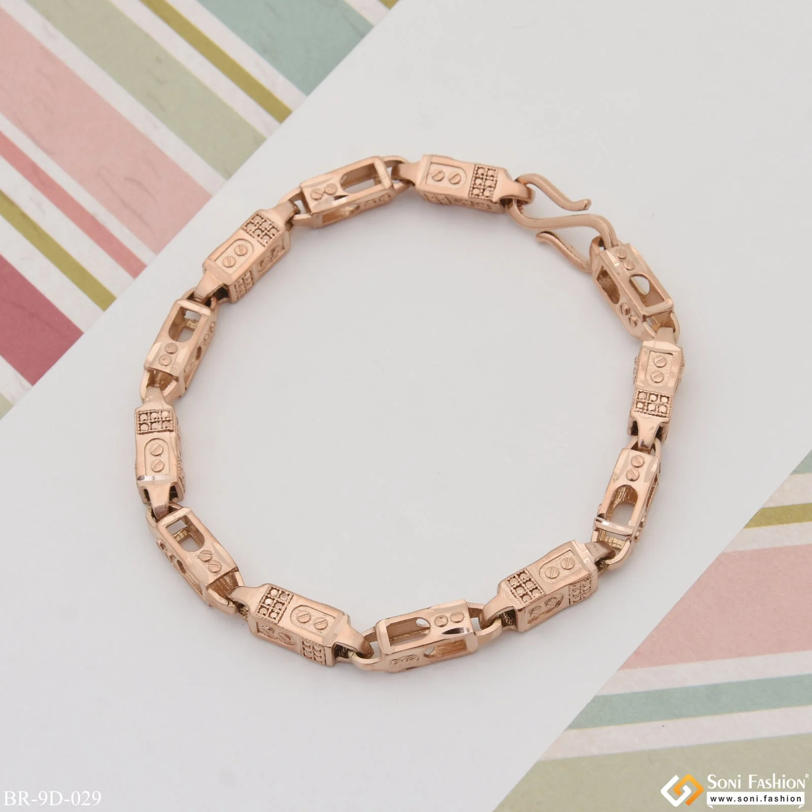 Unique Design Prominent Design Rose Gold Color Bracelet for Men - Style D029 - Image 2