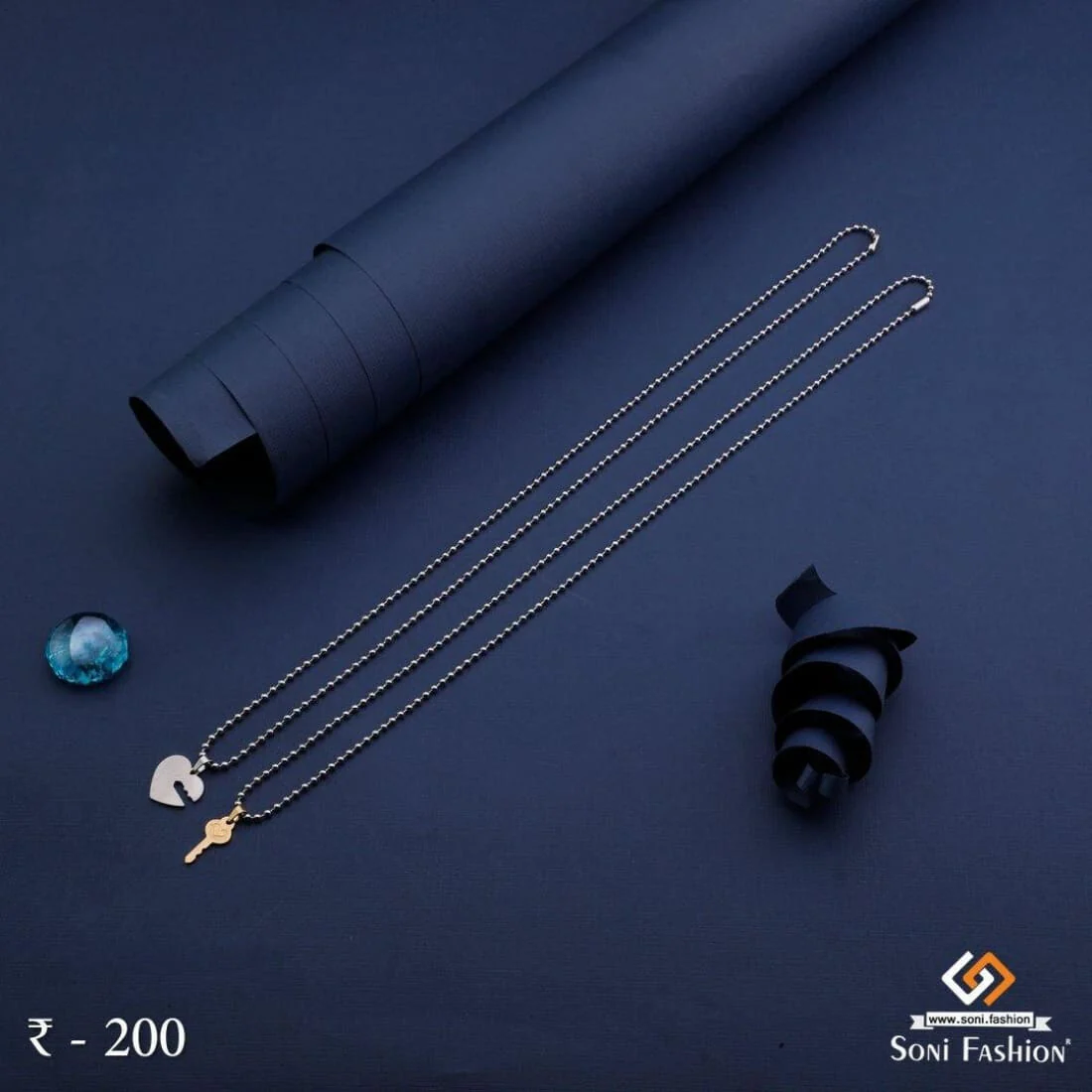 Unlock Hearth with Key Locket With 2 Chain For Valentine Gift Pendant Set - Style A014 - Image 5