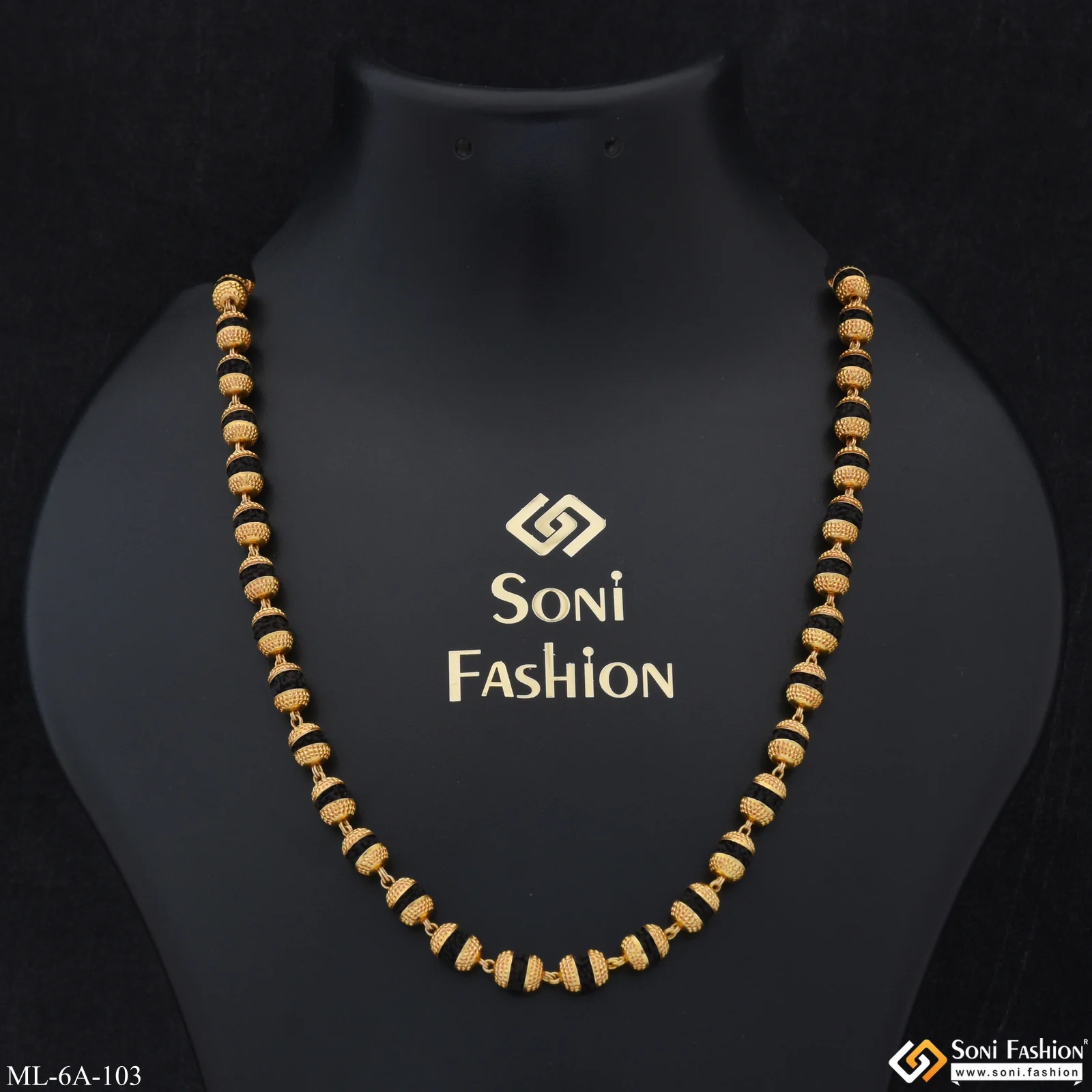Very Best Design Rudraksha Mala - Gold Plated - For Men Boys - Style A103 - Image 3