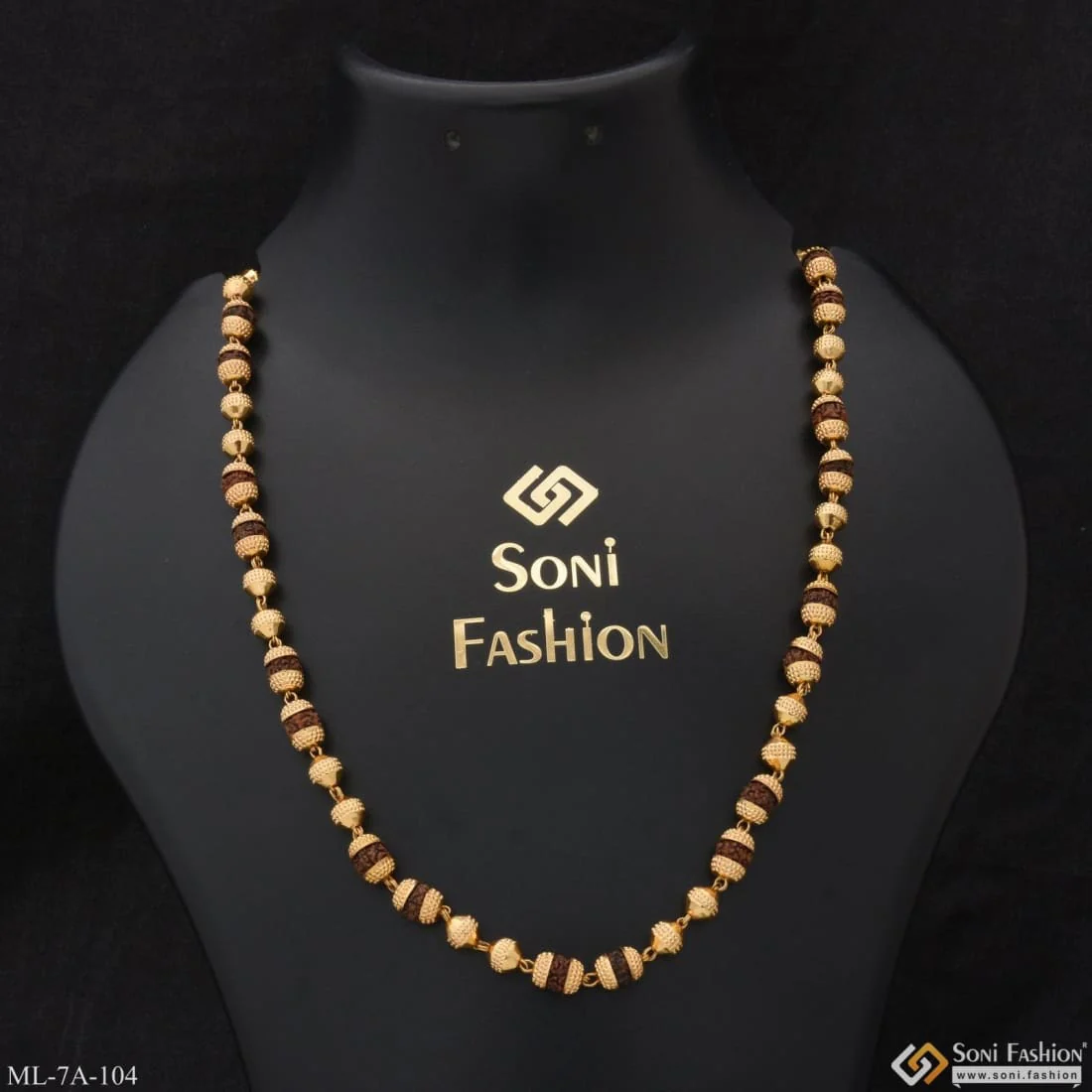 Very Best Design Rudraksha Mala With Golden Ball Design - Gold Plated - Boys - Style A104 - Image 3