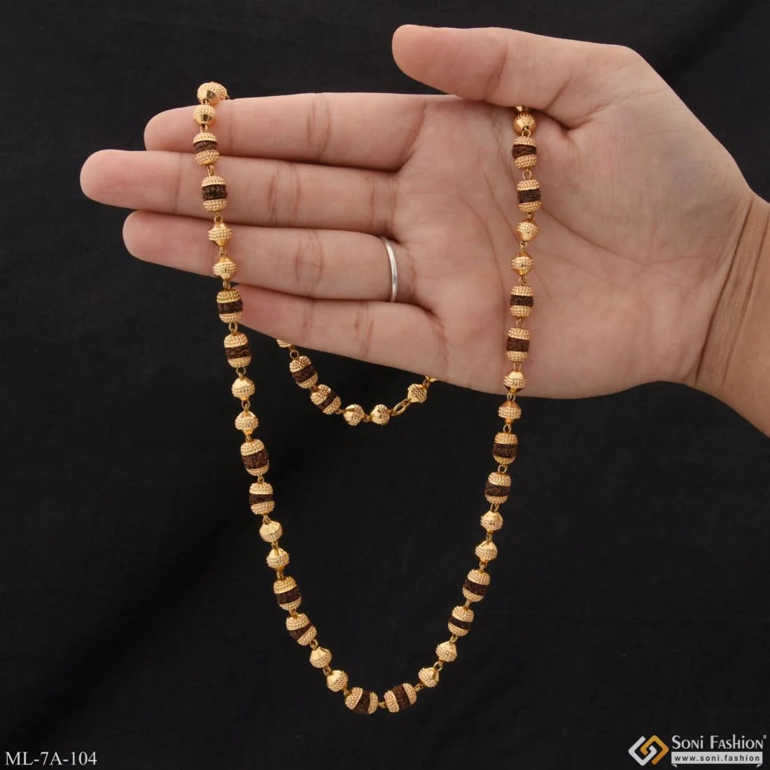 Very Best Design Rudraksha Mala With Golden Ball Design - Gold Plated - Boys - Style A104 - Image 7