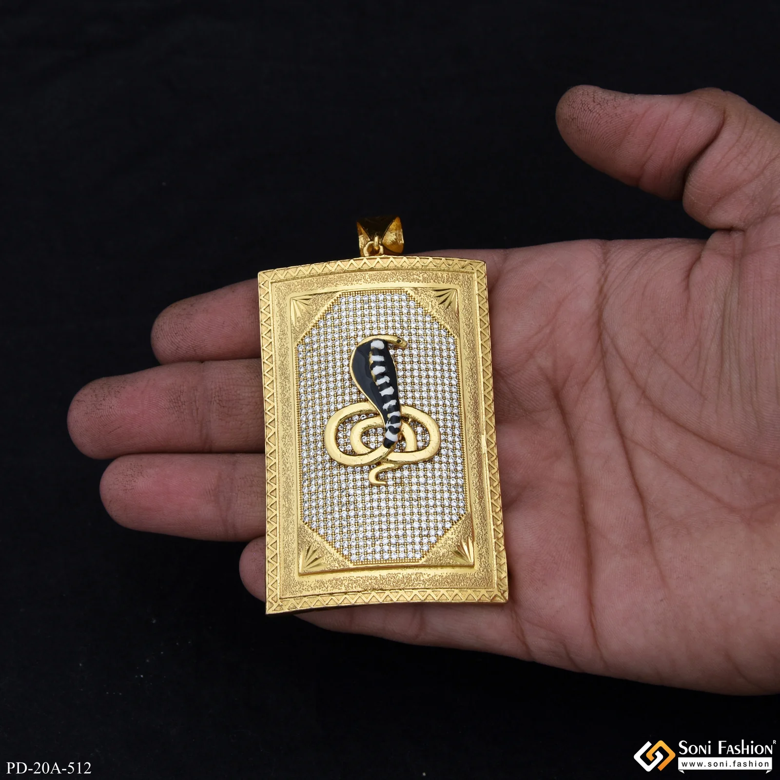 Very Big Size Goga In Diamond Background Gold Plated Attractive Pendant - Style A512 - Image 2