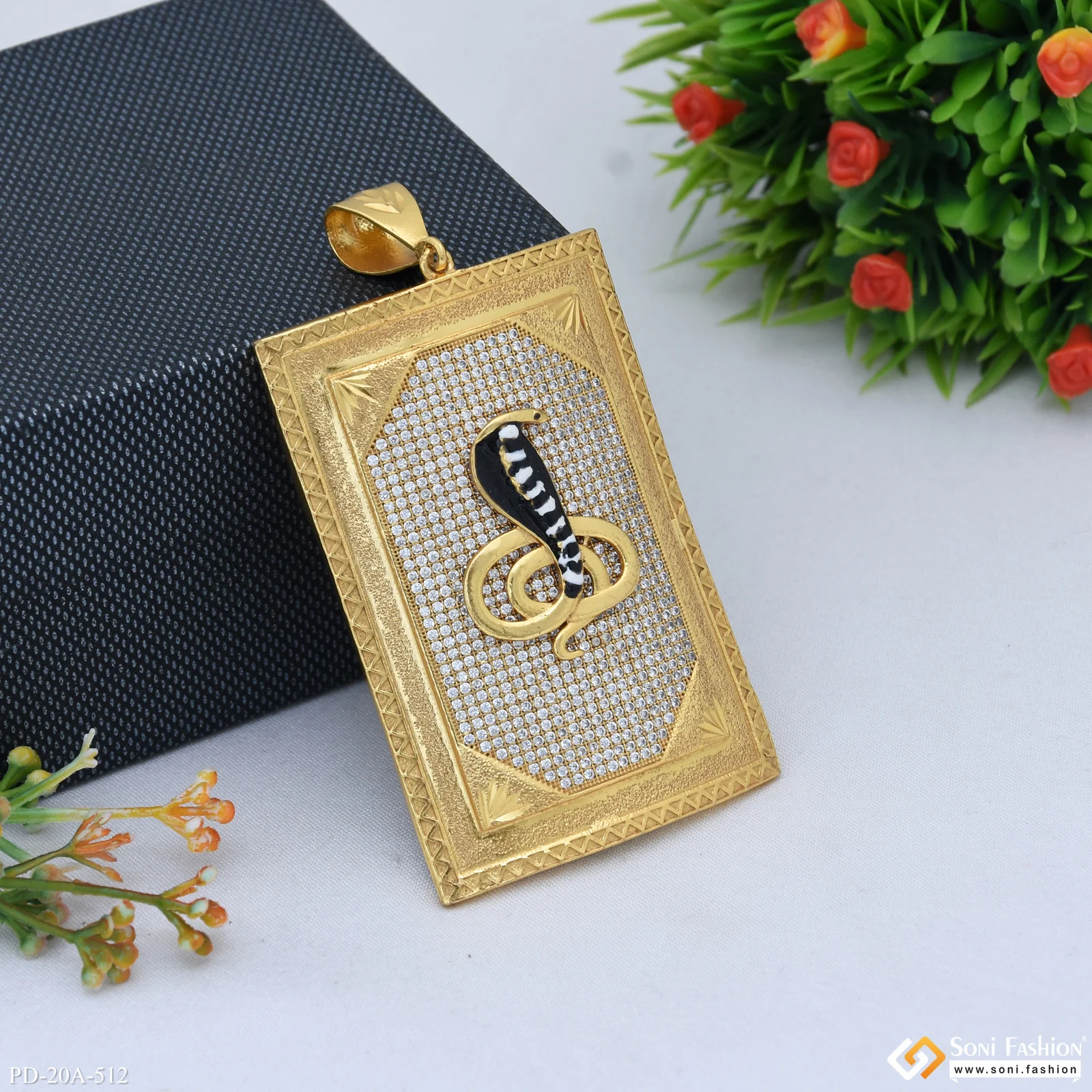 Very Big Size Goga In Diamond Background Gold Plated Attractive Pendant - Style A512 - Image 3