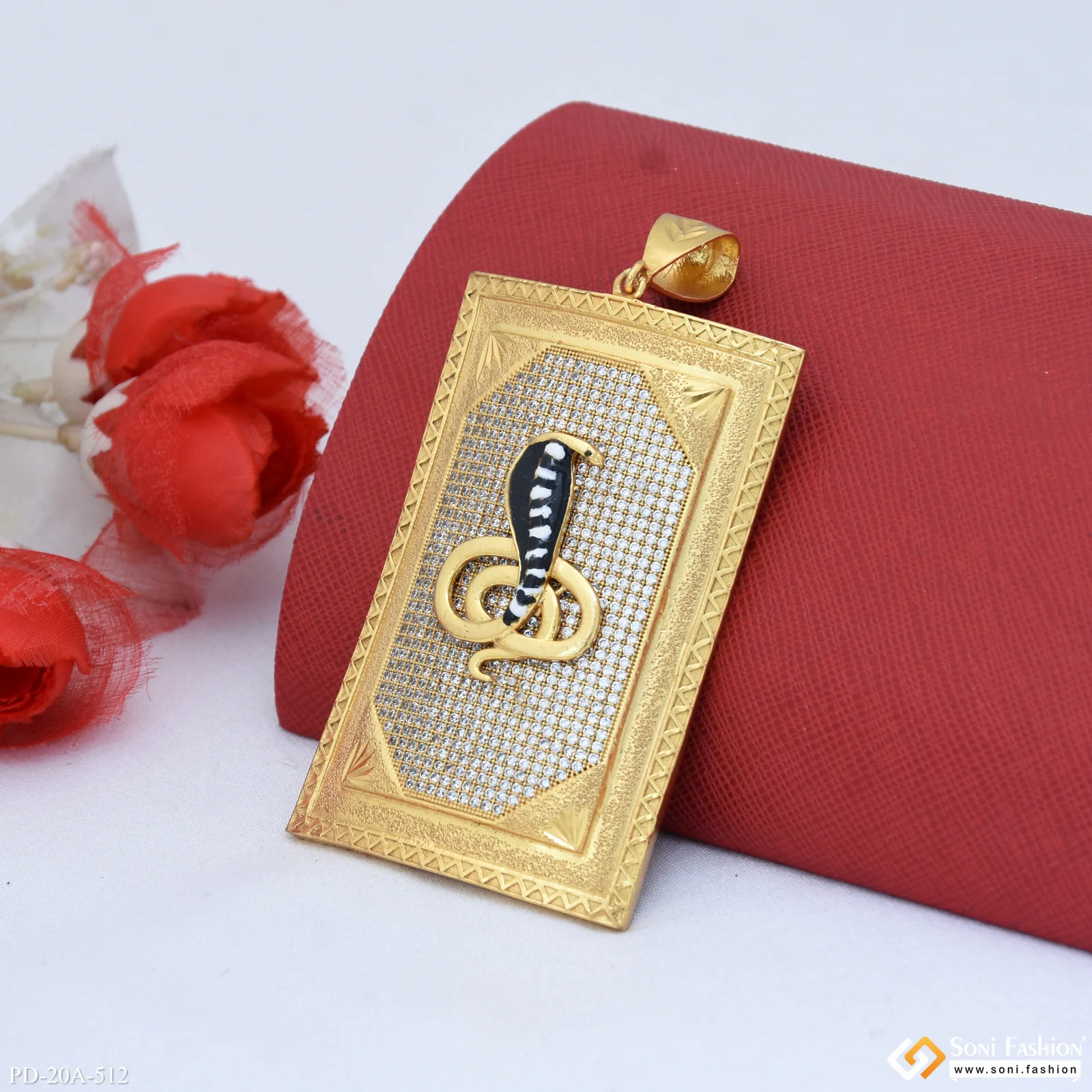 Very Big Size Goga In Diamond Background Gold Plated Attractive Pendant - Style A512 - Image 4
