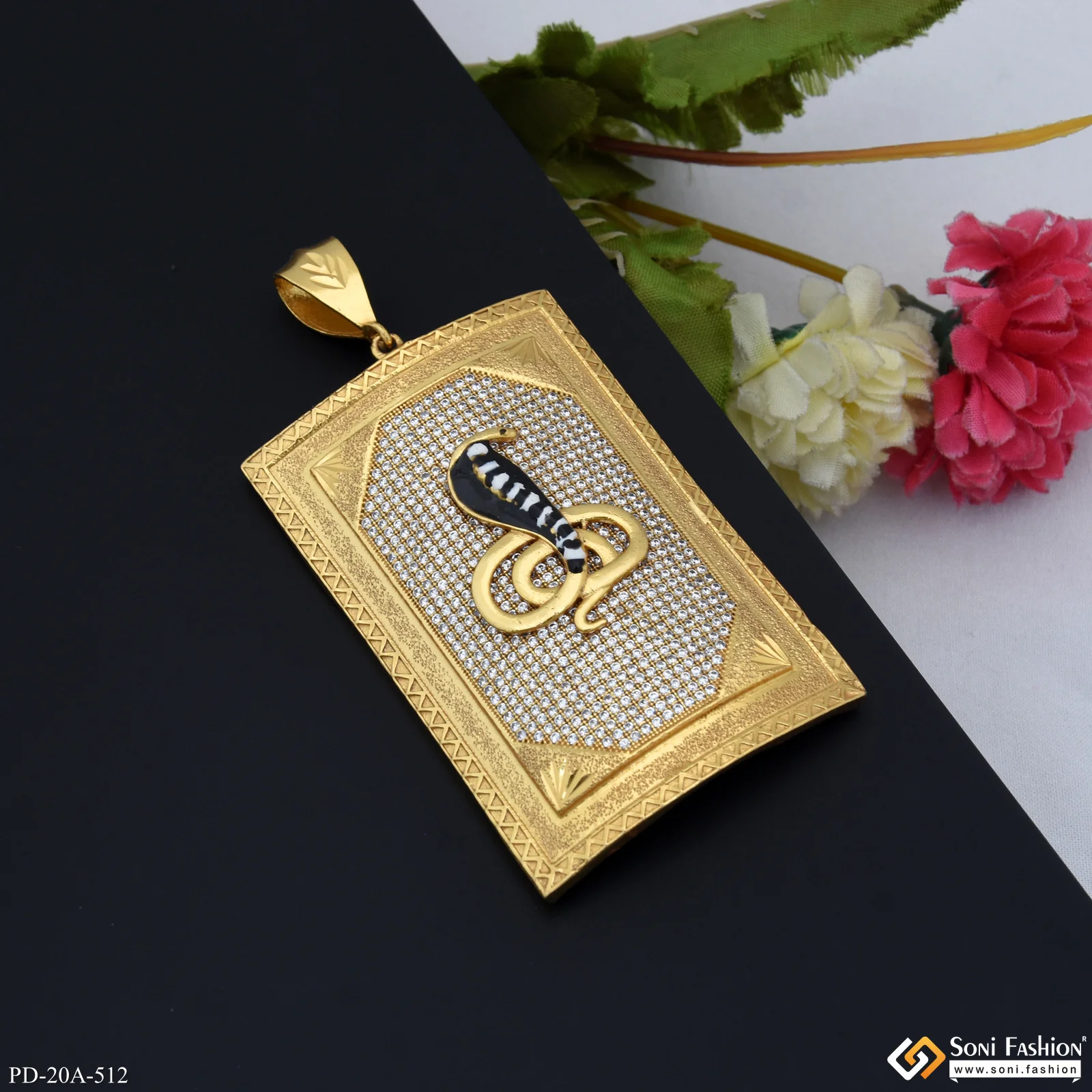 Very Big Size Goga In Diamond Background Gold Plated Attractive Pendant - Style A512 - Image 5