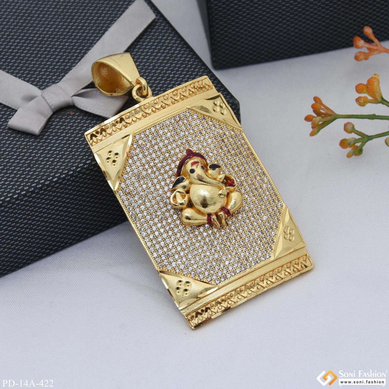 Very Decent Ganpati Pendant with Diamonds - Style A422