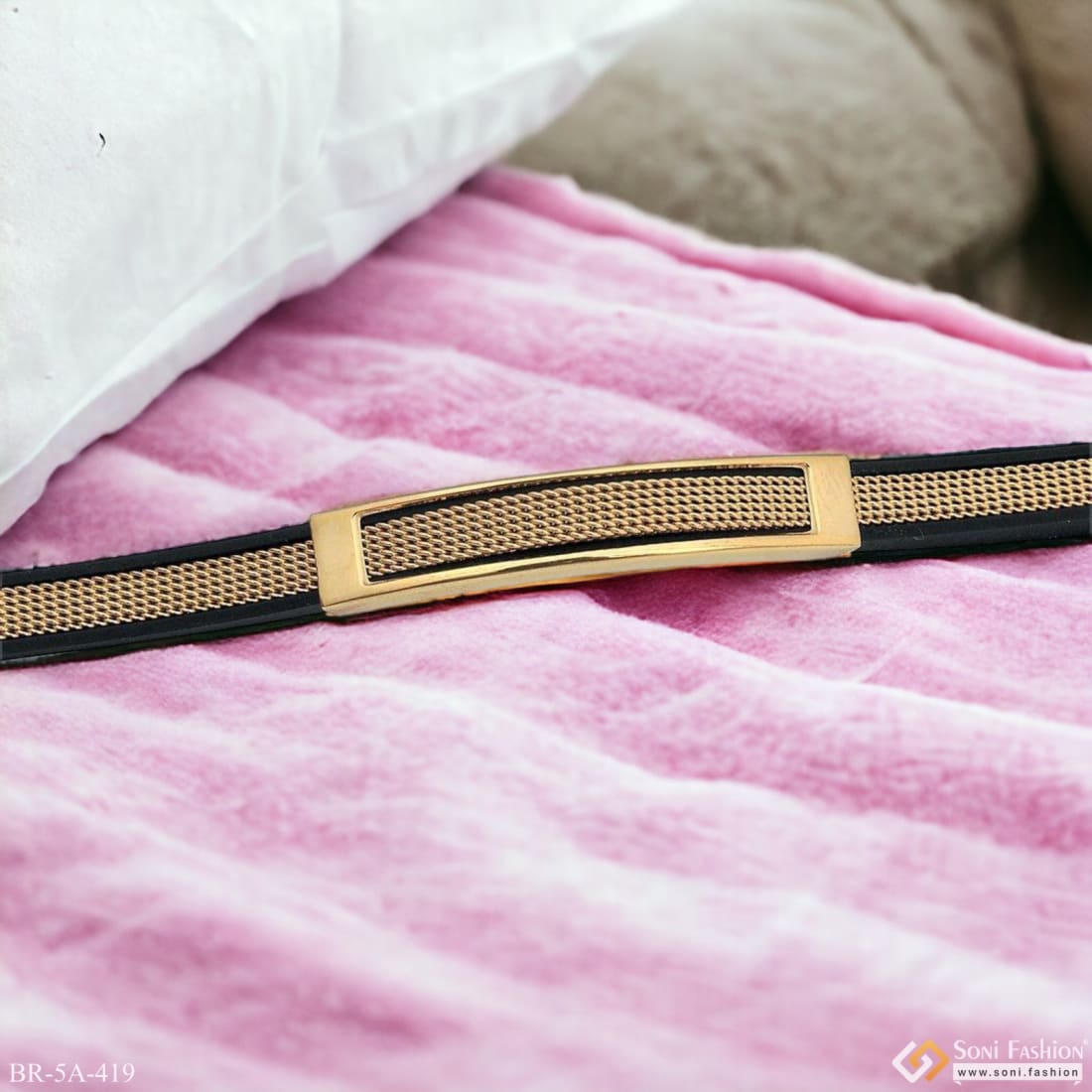 Very Trending Fancy Black Golden Rubber Bracelet For Men - Style A419 - Image 9