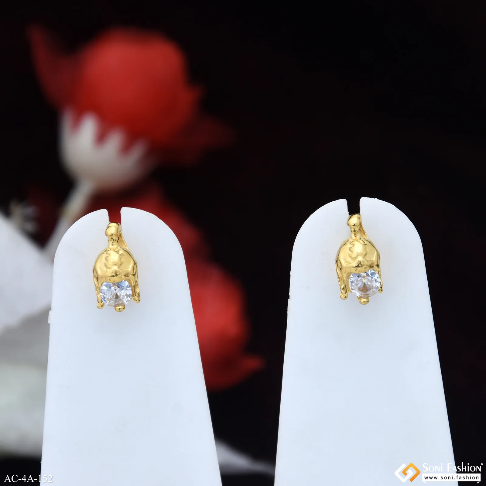 Warrior Helmet Golden Color Stud Earring for Men (2 Pc) - Style A152 - Image 2