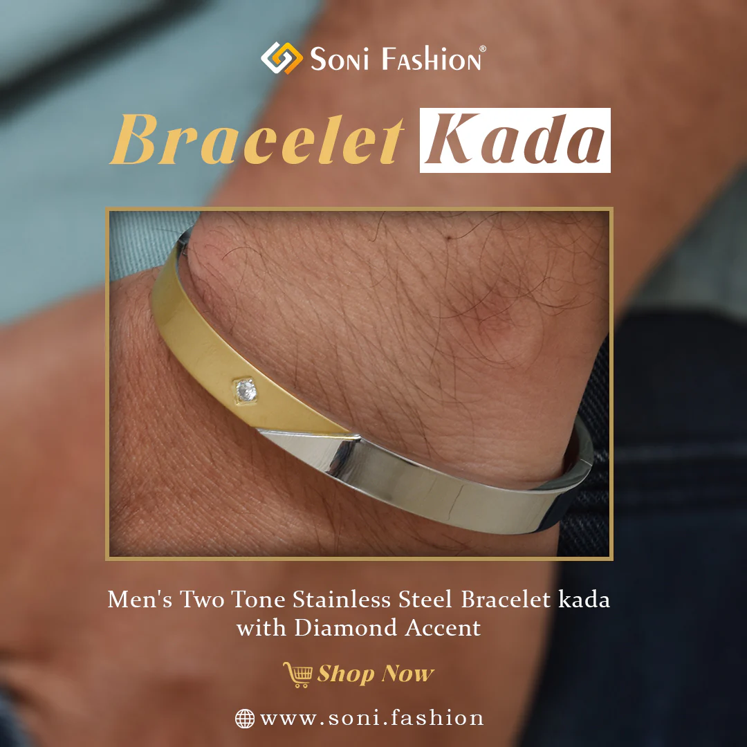 Zig - Zag Superior Quality Graceful Design Golden Color Kada for Men - Style A905