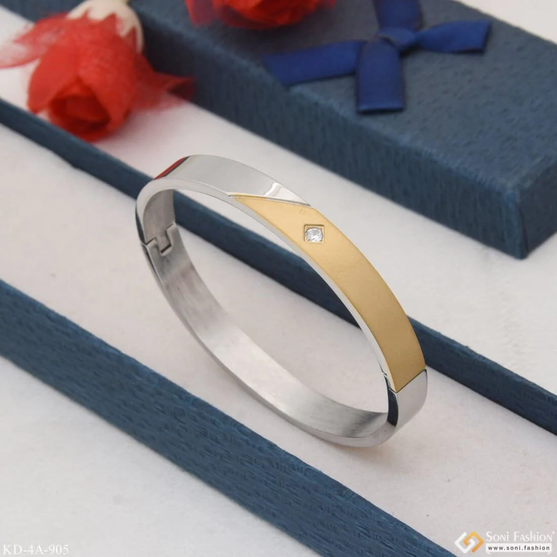 Zig - Zag Superior Quality Graceful Design Golden Color Kada for Men - Style A905 - Image 5